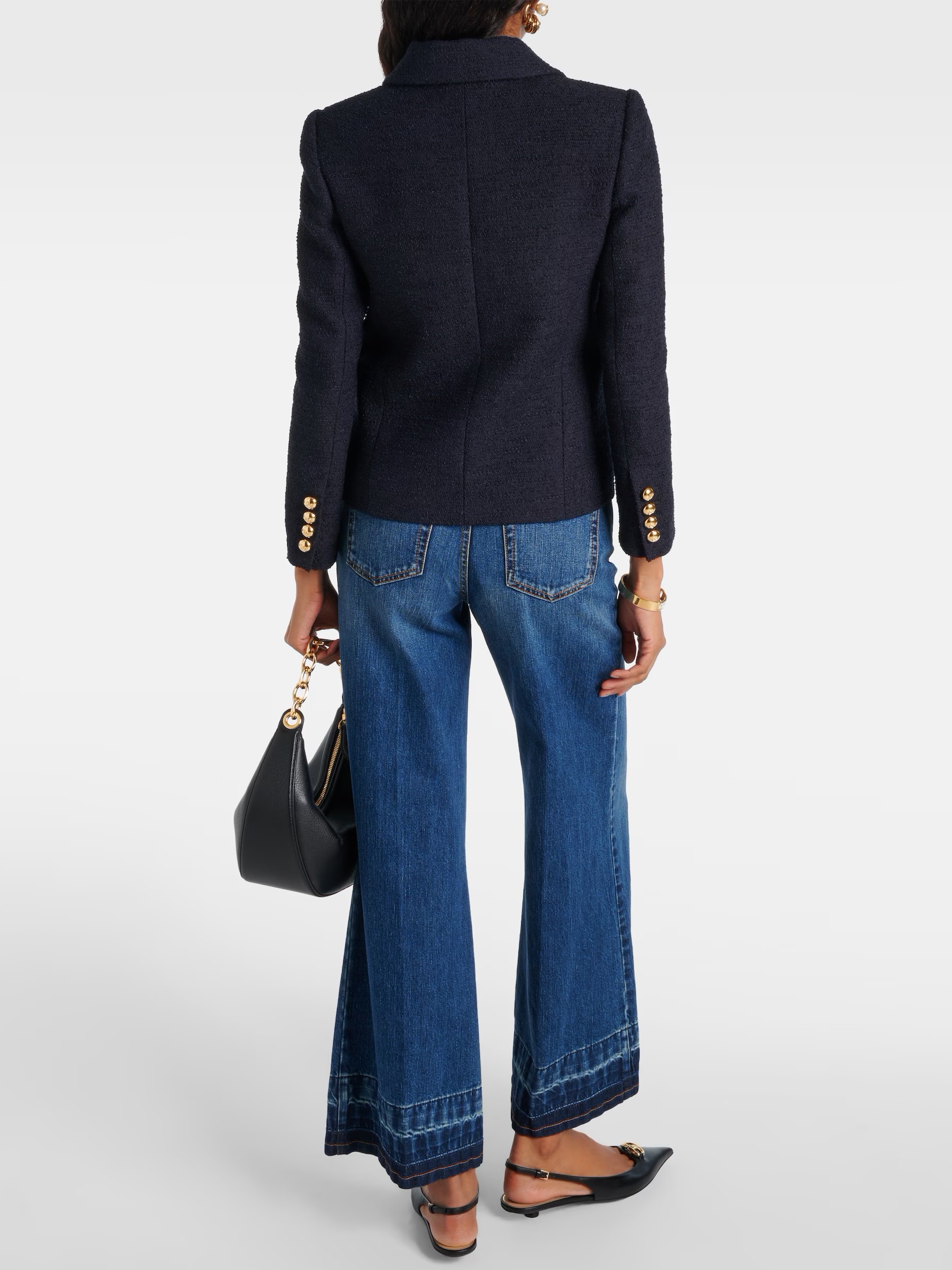 Áo Khoác nữ Valentino Blue Logo Tweed jacket With Wool 4