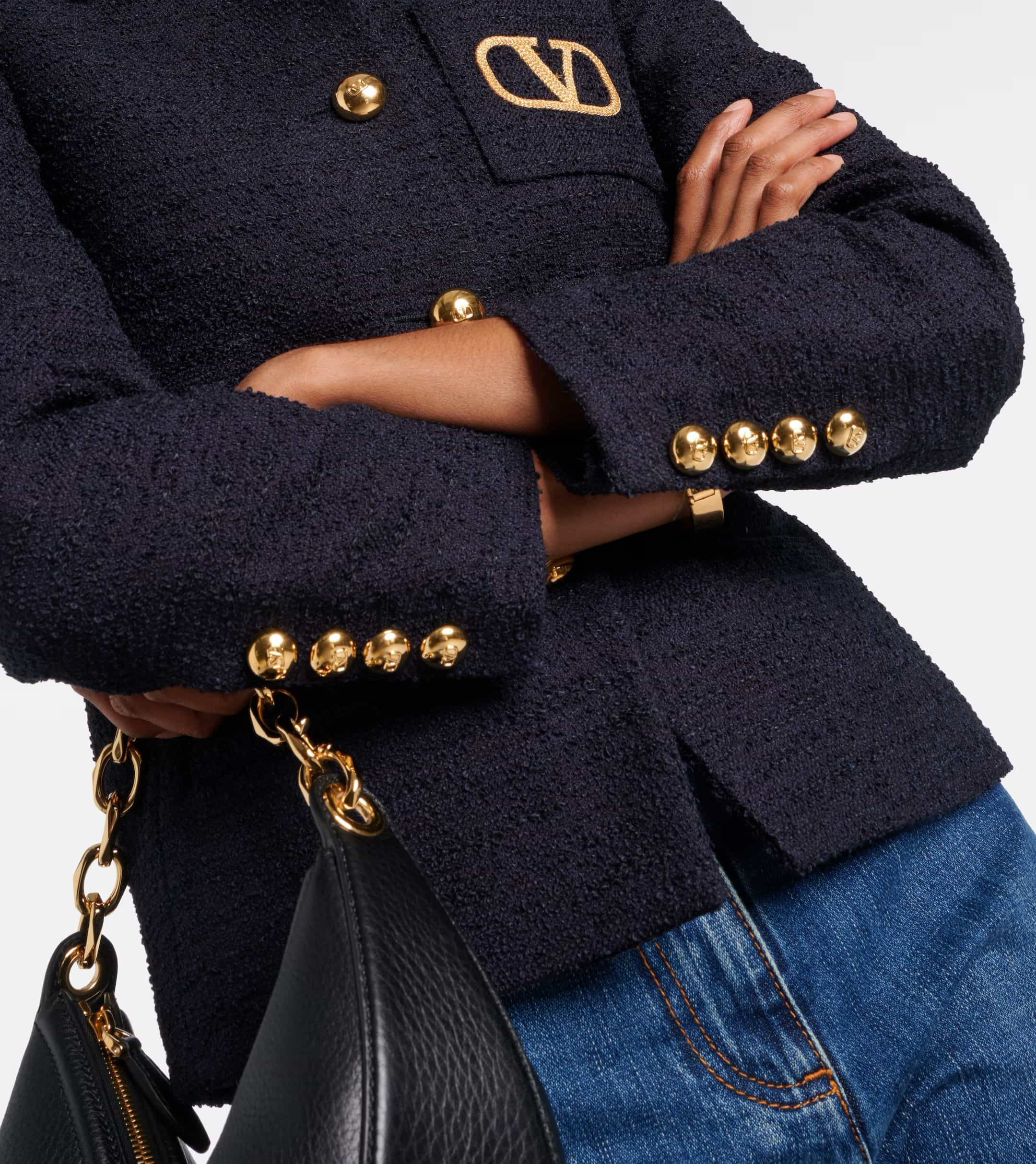 Áo Khoác nữ Valentino Blue Logo Tweed jacket With Wool 2