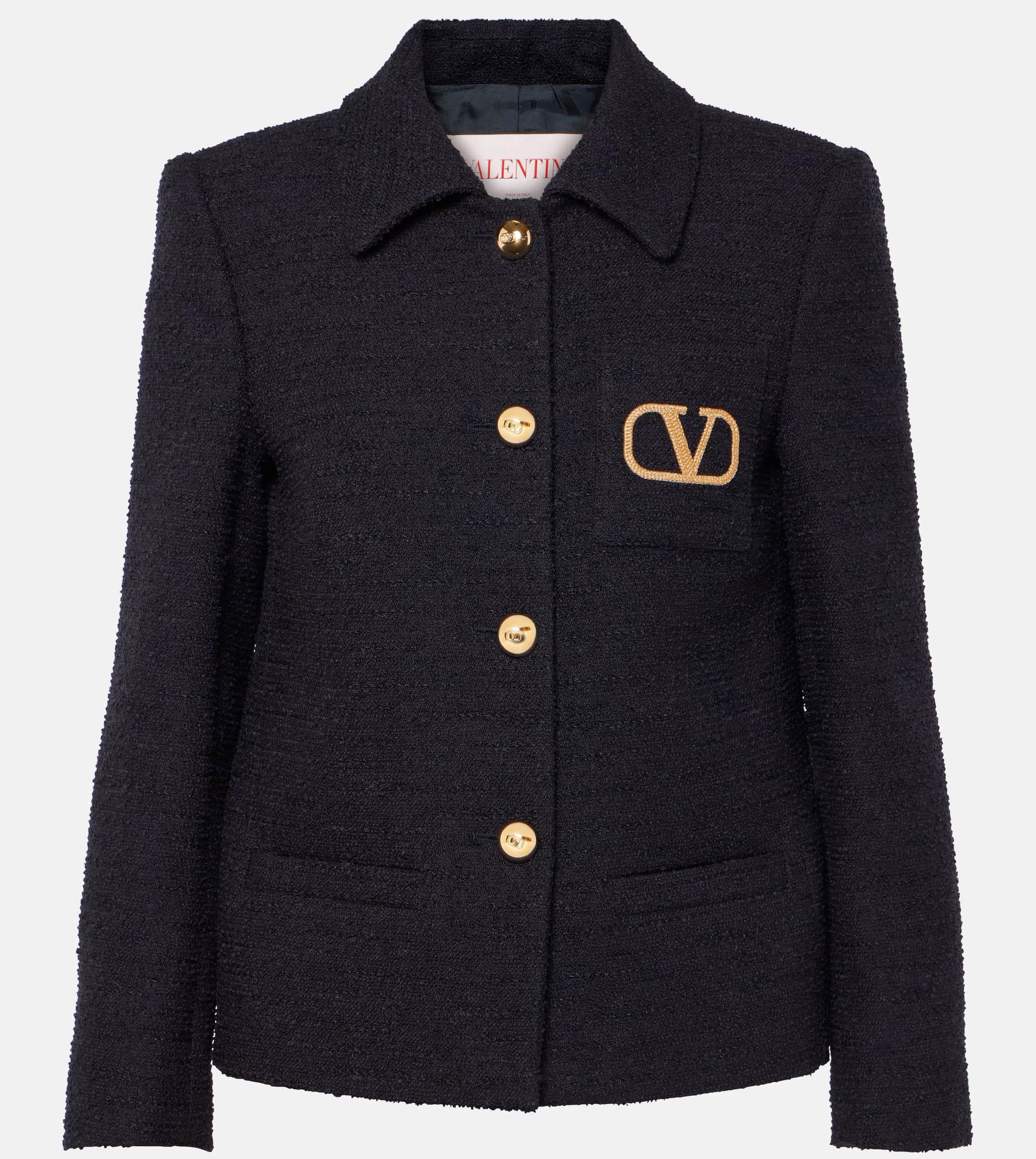 Áo Khoác nữ Valentino Blue Logo Tweed jacket With Wool 6