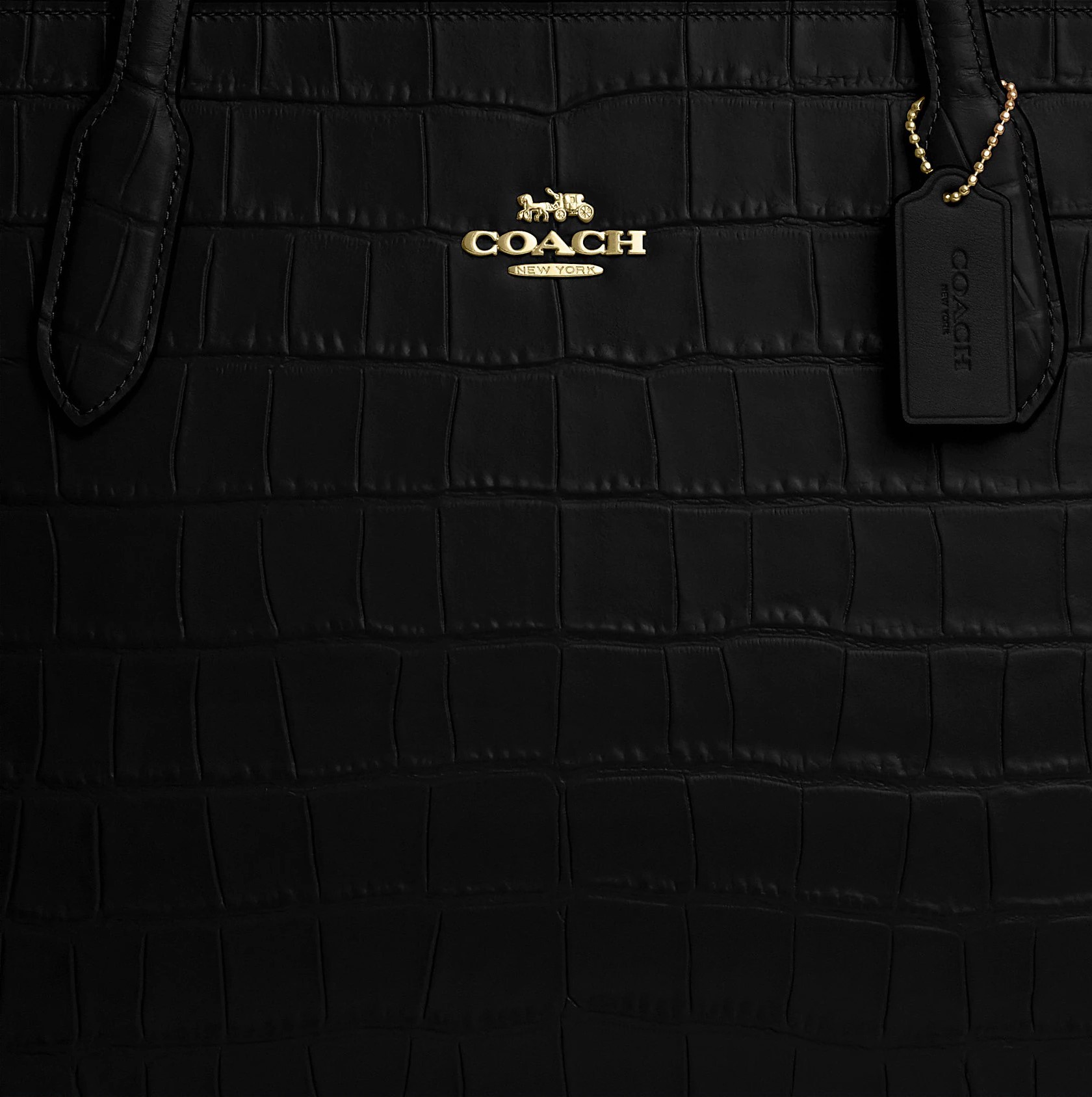TÚI XÁCH COACH NỮ NINA TOTE CROCODILE-EMBOSSED LEATHER AND SMOOTH LEATHER BAG IN GOLD BLACK CL654 3