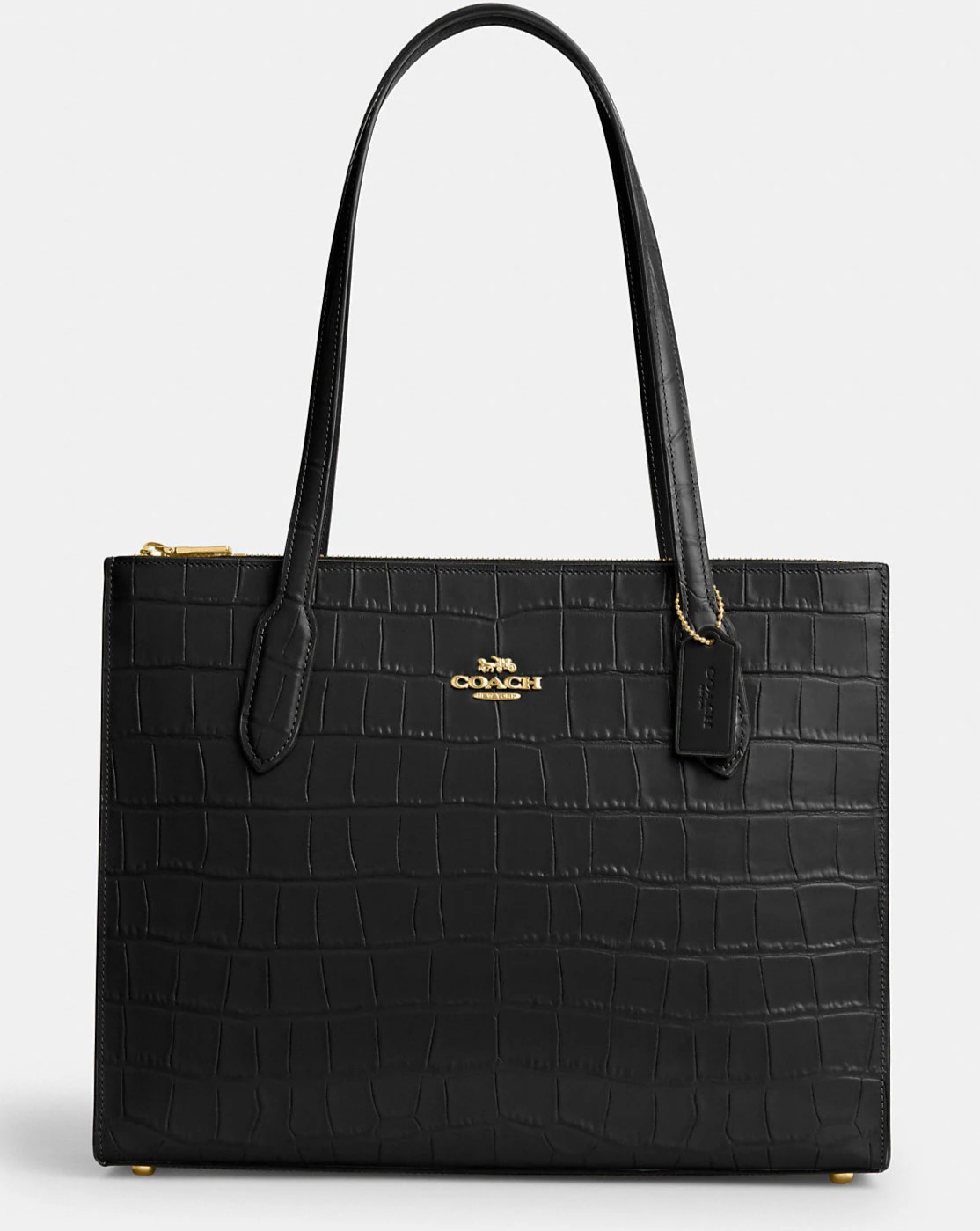 TÚI XÁCH COACH NỮ NINA TOTE CROCODILE-EMBOSSED LEATHER AND SMOOTH LEATHER BAG IN GOLD BLACK CL654 9
