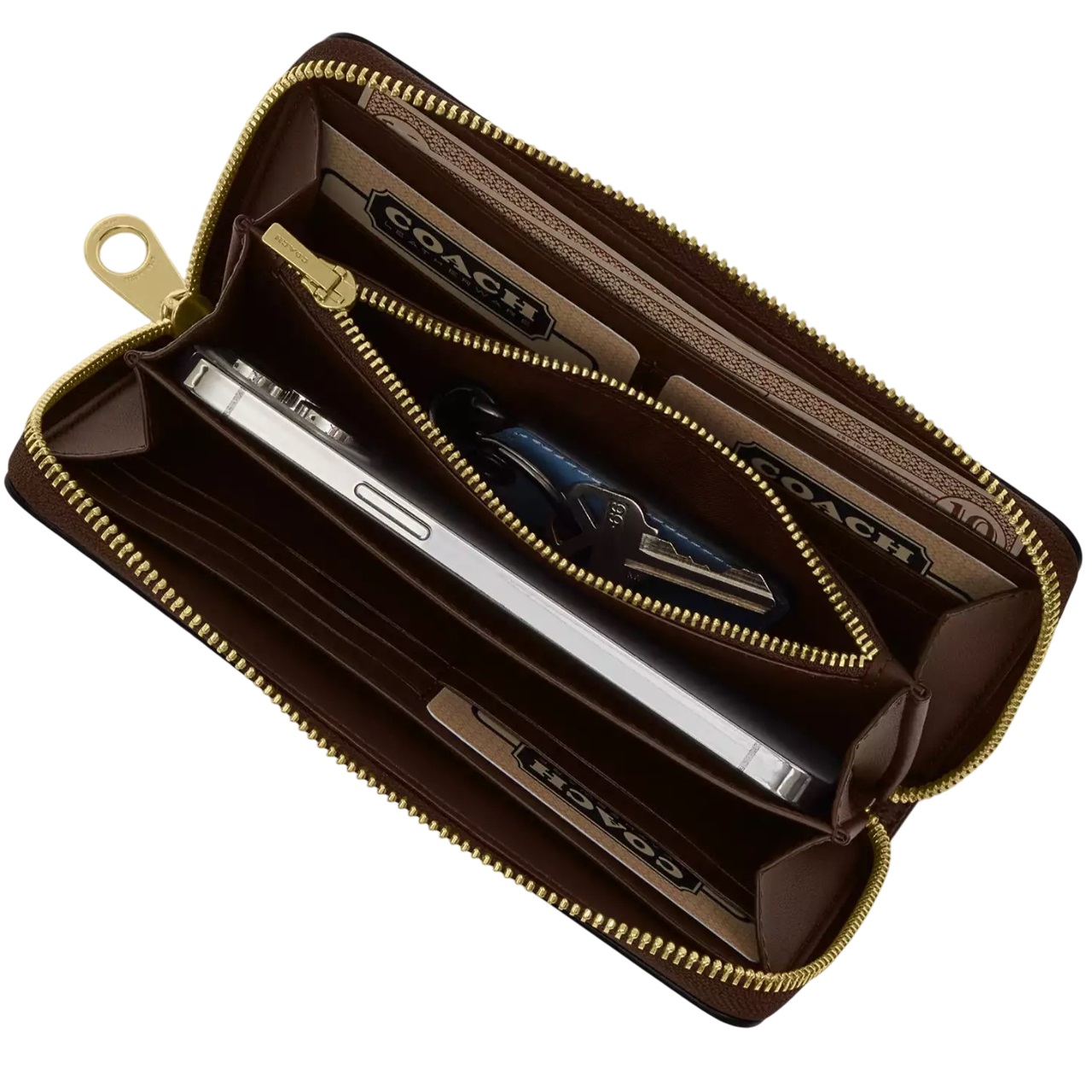 Ví dài Coach Long Zip Around Wallet In Sketch Signature Canvas Ice Blue CBO02 3