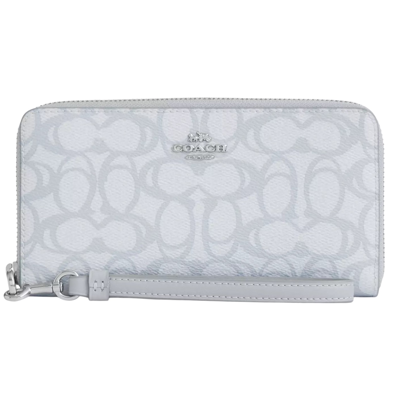 Ví dài Coach Long Zip Around Wallet In Sketch Signature Canvas Ice Blue CBO02 4