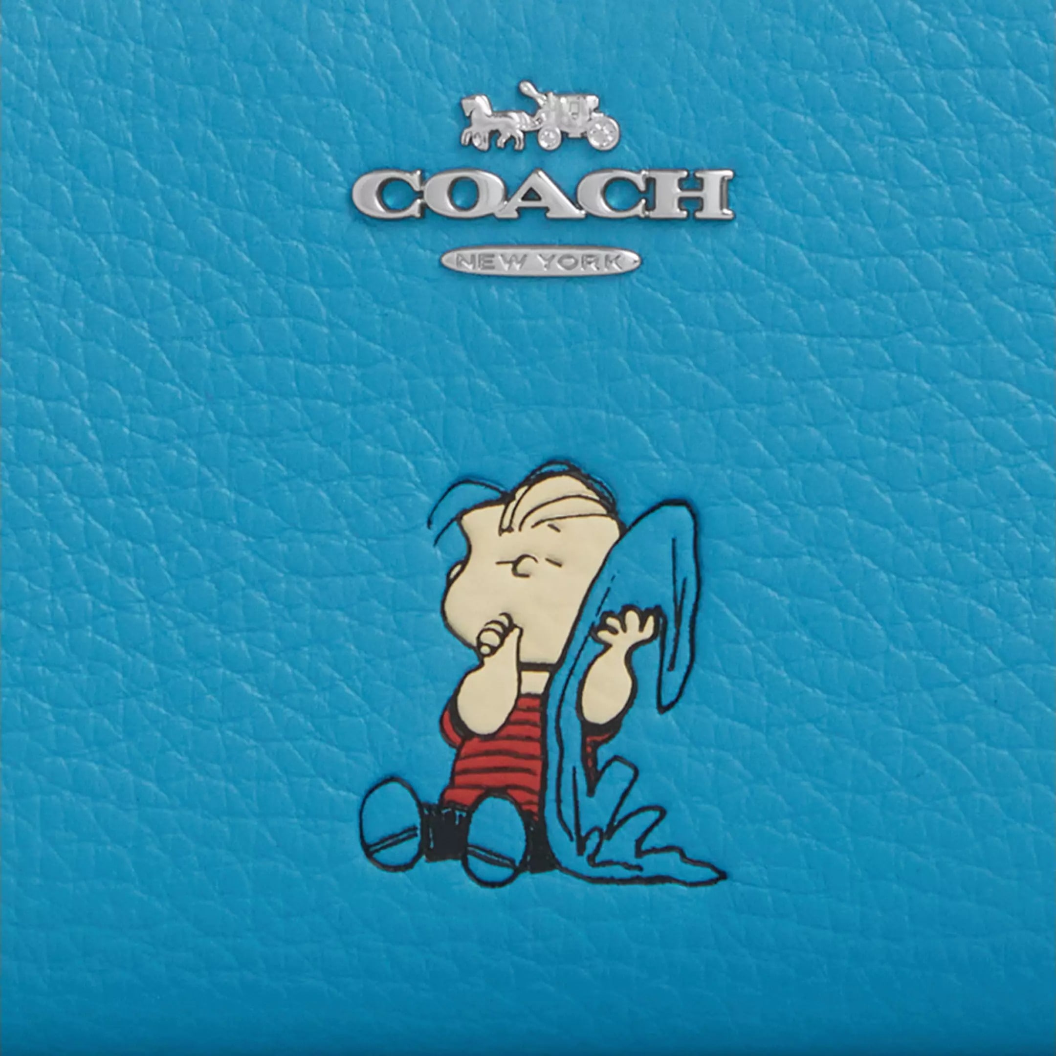 Ví ngắn cầm tay Coach X Peanuts Snap Wallet With Linus Parrot Blue Multi CBN91 3