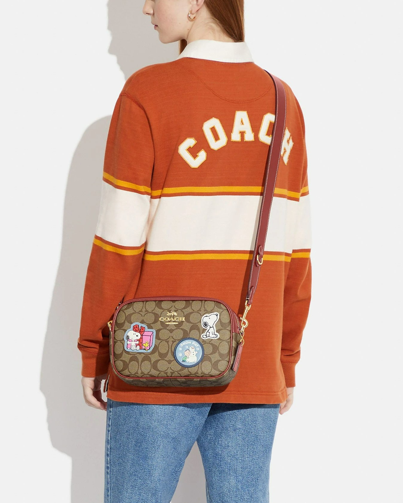 TÚI NỮ COACH X PEANUTS JAMIE CAMERA BAG IN SIGNATURE CANVAS WITH PATCHES 4