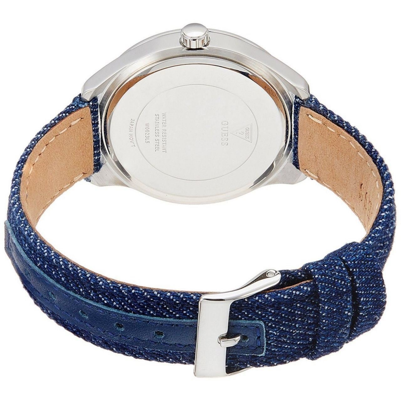 Đồng hồ nữ dây jean Guess Gem-Set Blue Dial Leather Denim Strap Steel Case Watch W0023L5 1