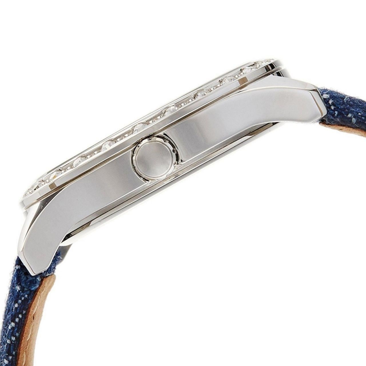 Đồng hồ nữ dây jean Guess Gem-Set Blue Dial Leather Denim Strap Steel Case Watch W0023L5 2