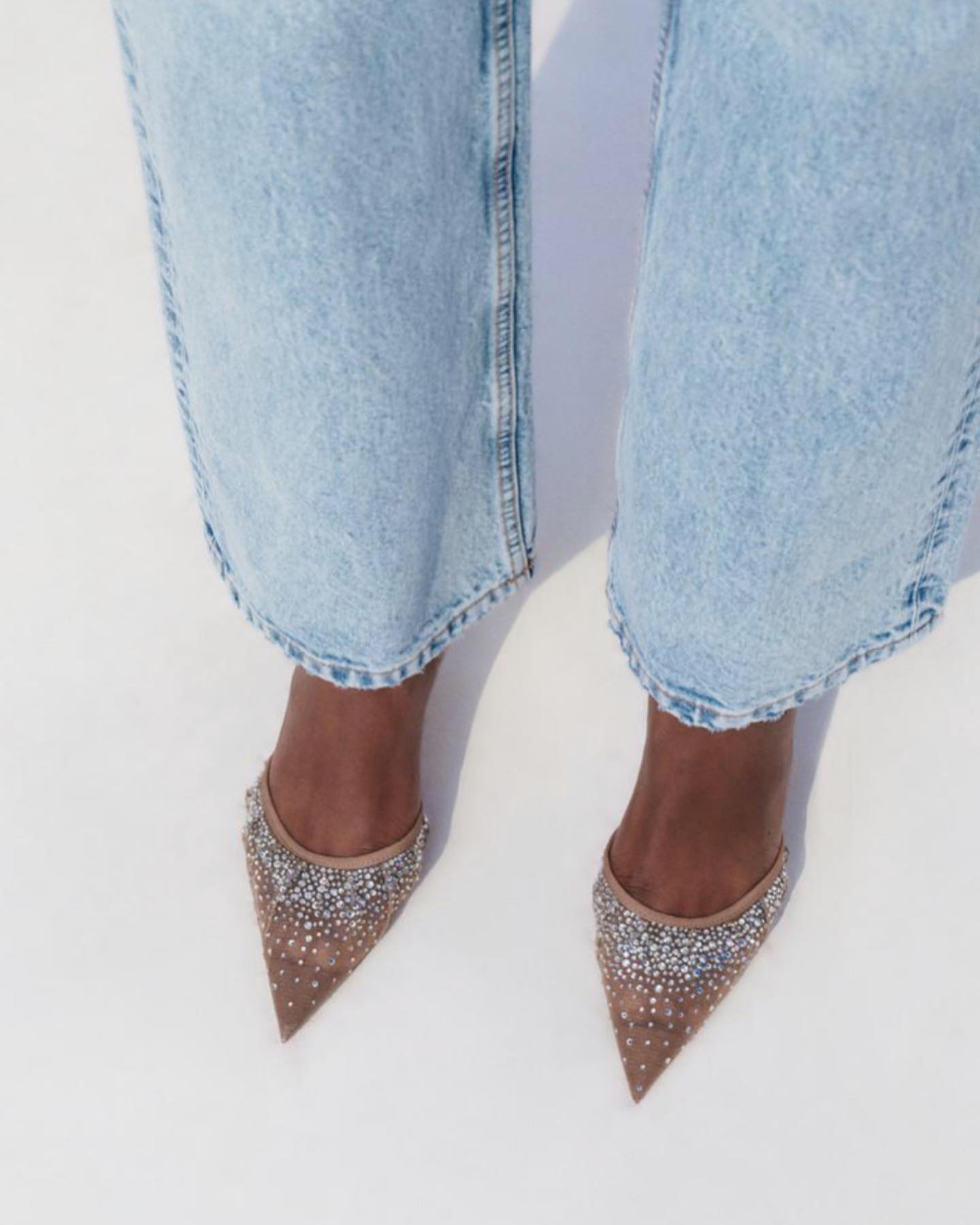 Guốc cao gót Zara Mesh Heeled Mules with Back Strap Pointed Toe Pumps 8