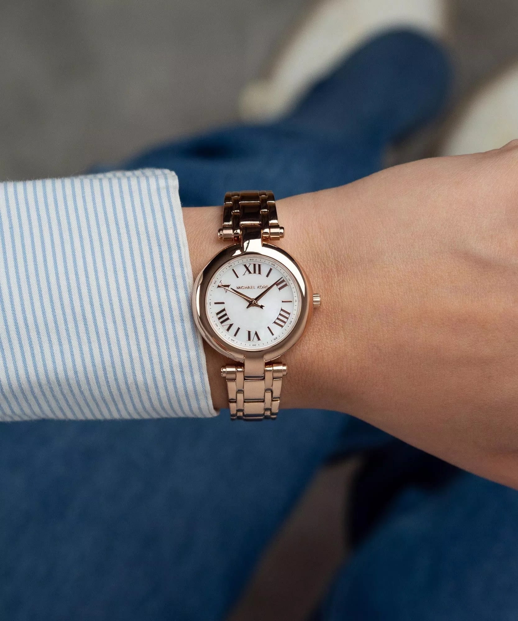 Đồng hồ đeo tay Michael Kors Laney white Dial Analog Stainless Steel Women Watch MK4893 4