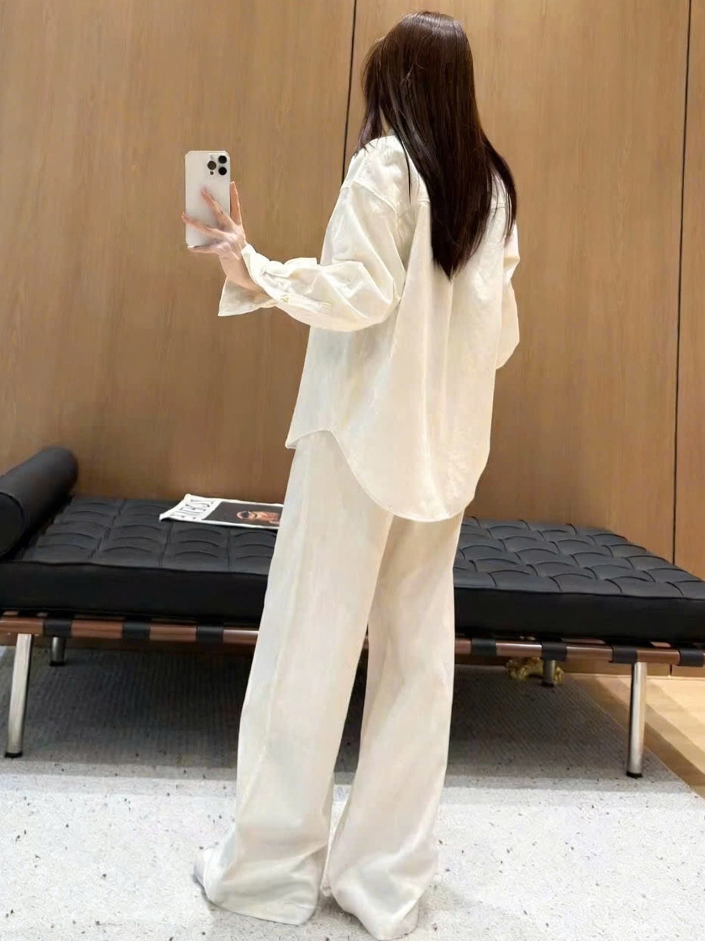 Combo áo sơ mi quần dài xanh trắng Loewe 3