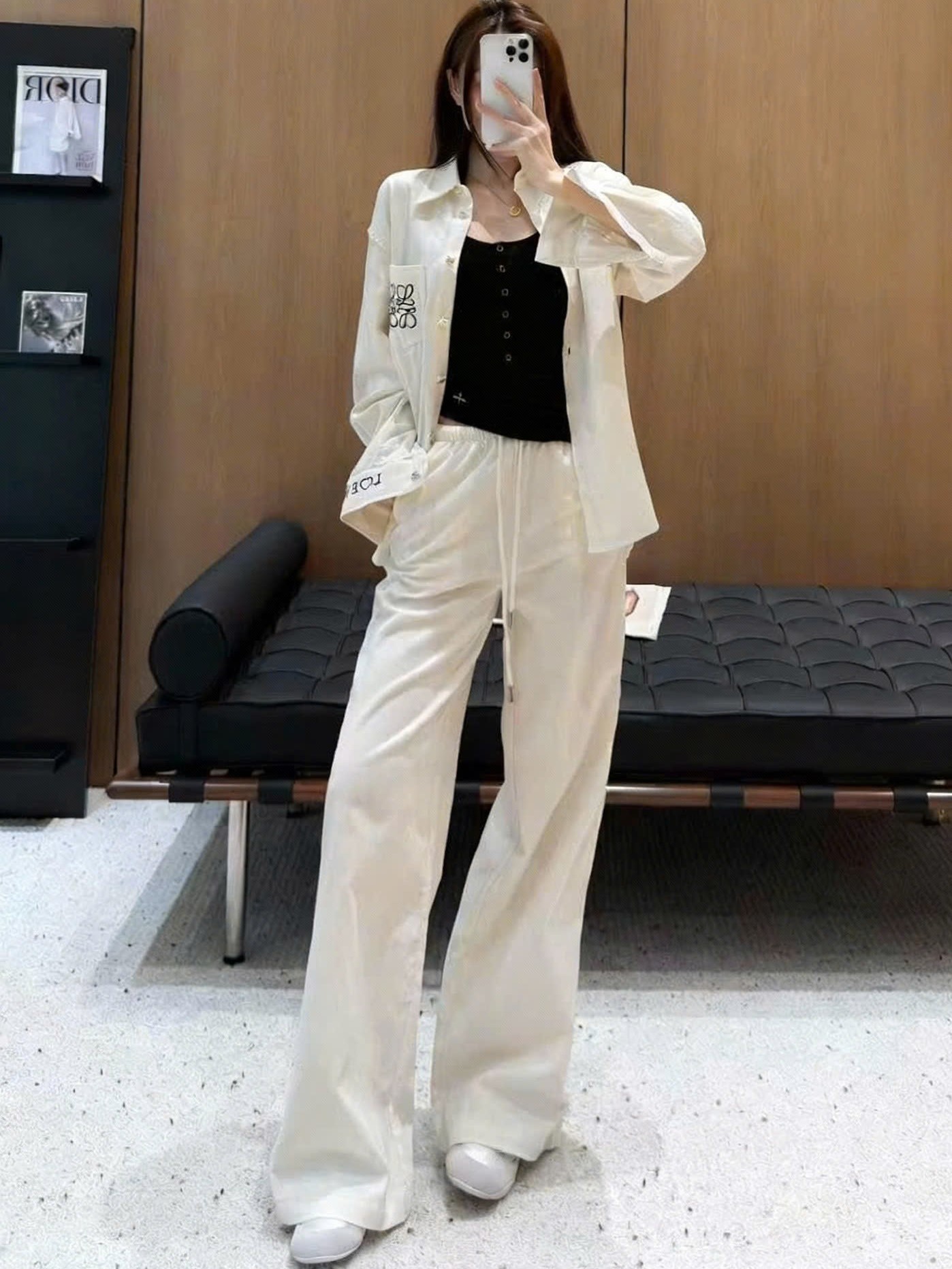 Combo áo sơ mi quần dài xanh trắng Loewe 4