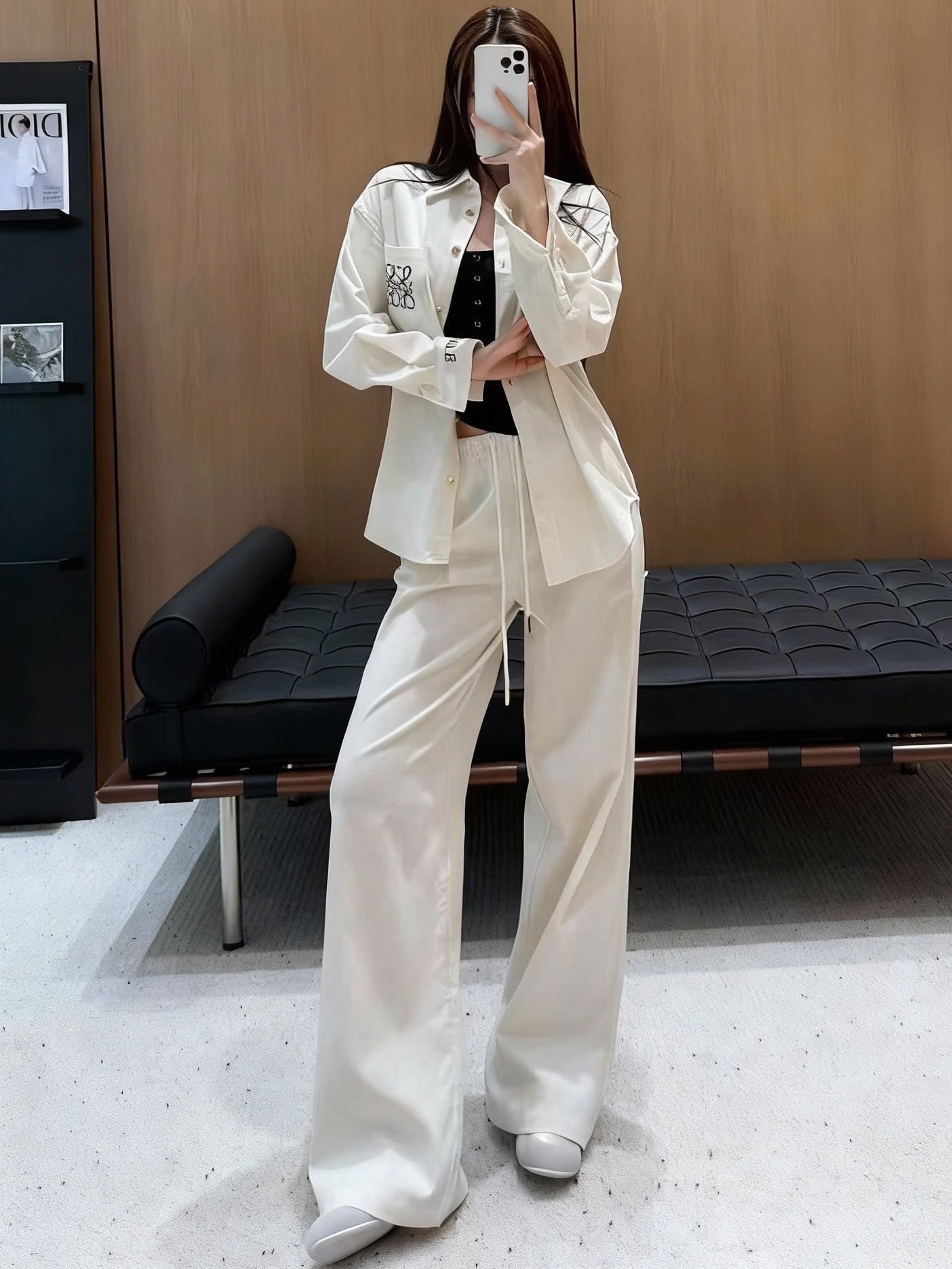 Combo áo sơ mi quần dài xanh trắng Loewe 8