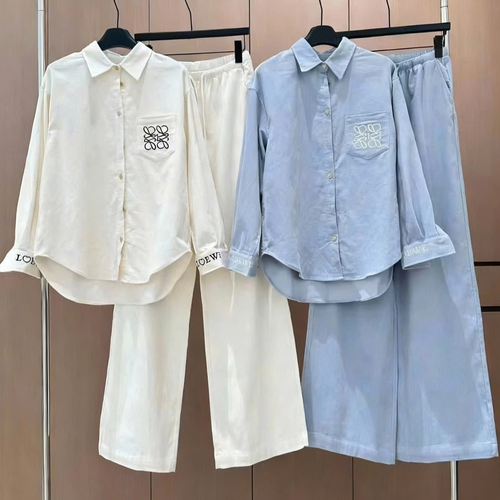 Combo áo sơ mi quần dài xanh trắng Loewe 15