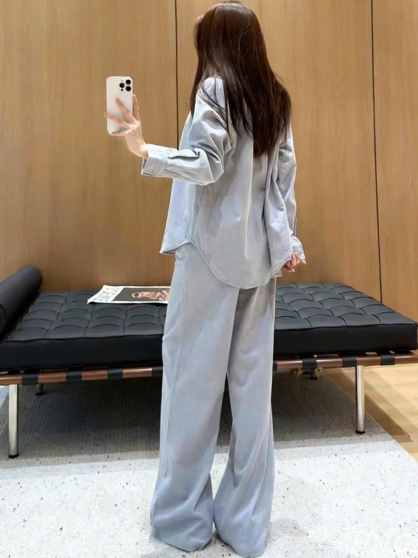 Combo áo sơ mi quần dài xanh trắng Loewe 14