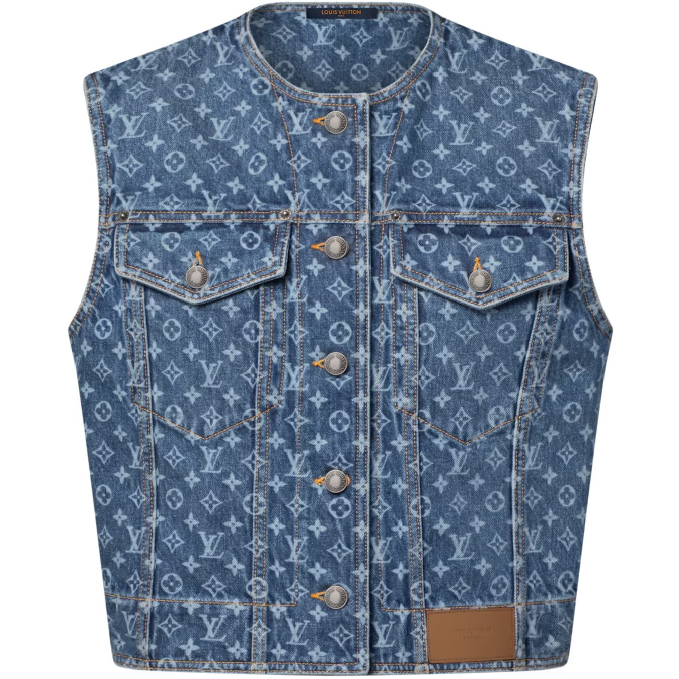 Áo nữ Louis Vuitton Sleeveless Monogram Denim Jacket Blue 1