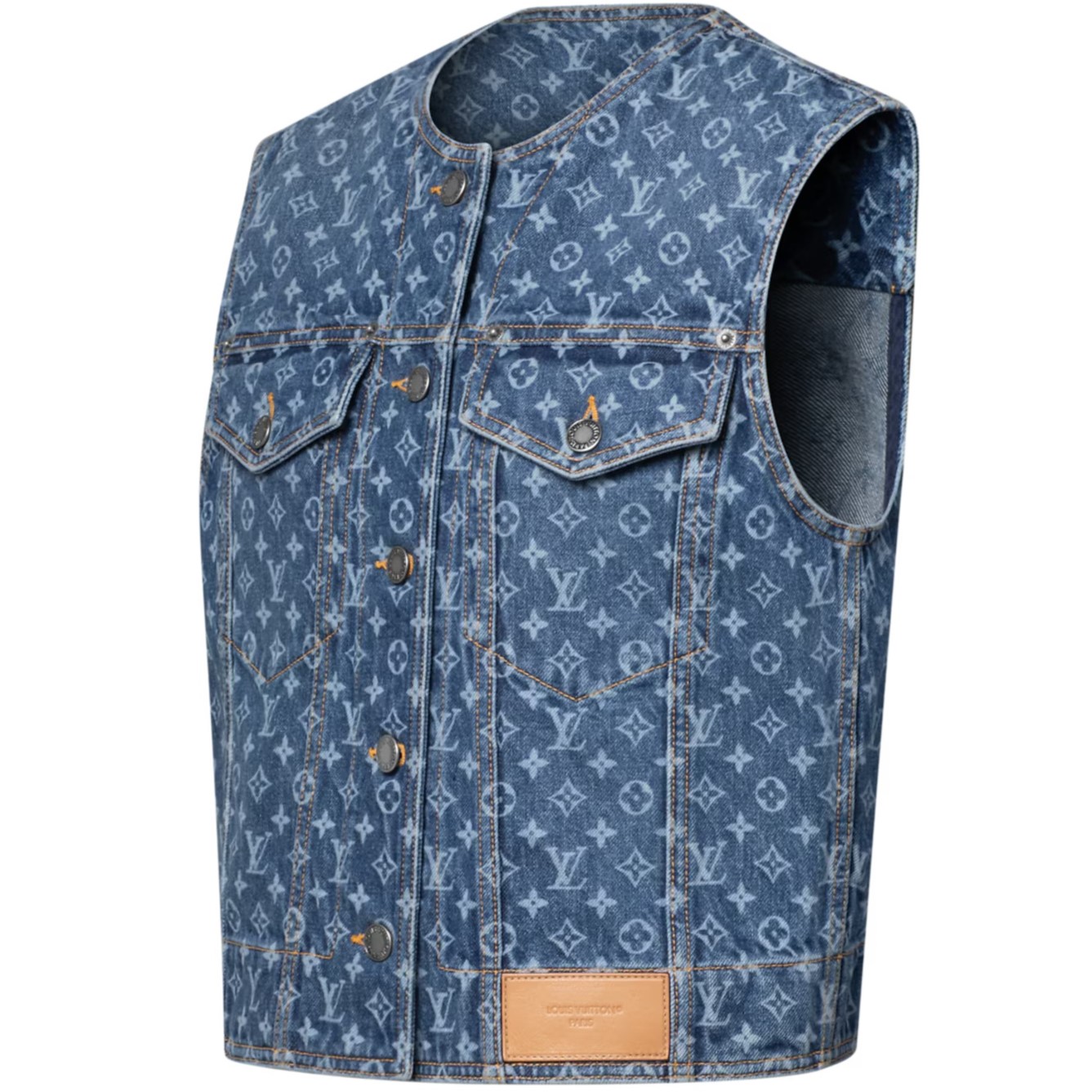 Áo nữ Louis Vuitton Sleeveless Monogram Denim Jacket Blue 6