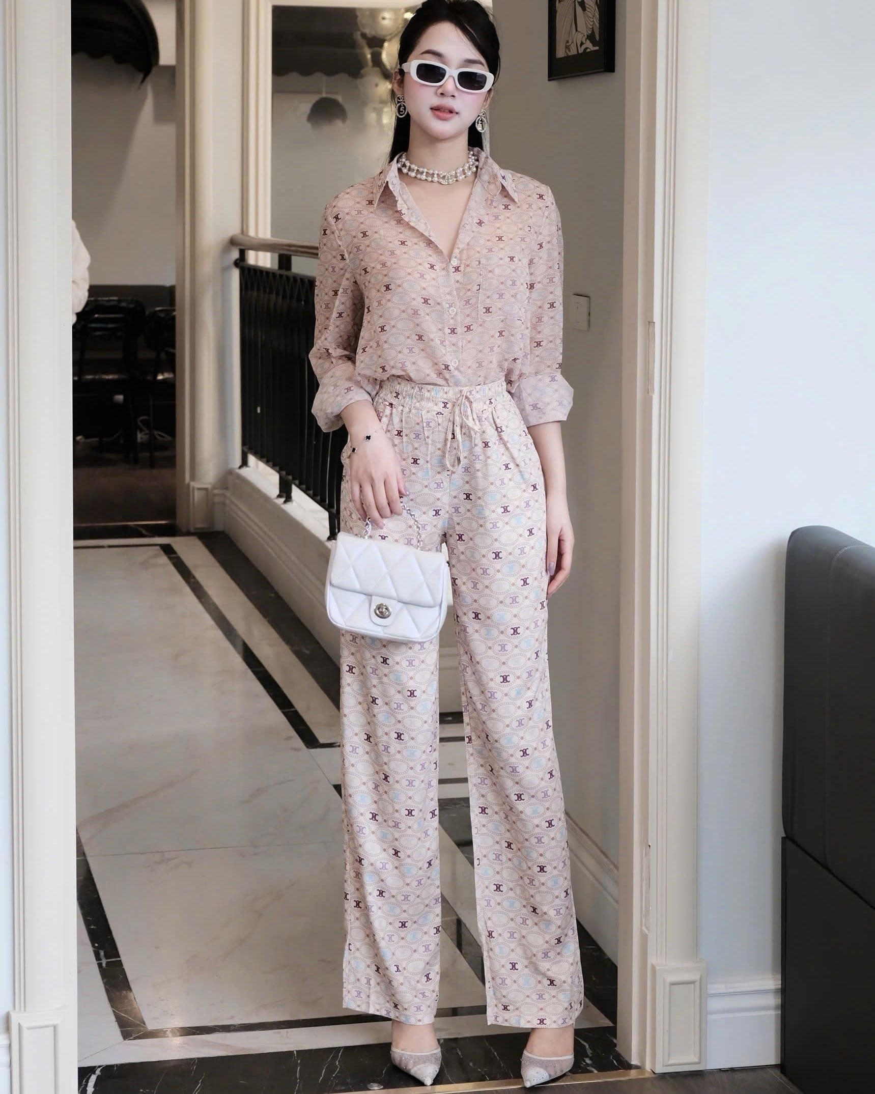 Combo bộ áo dài tay quần dài suông Celine 4