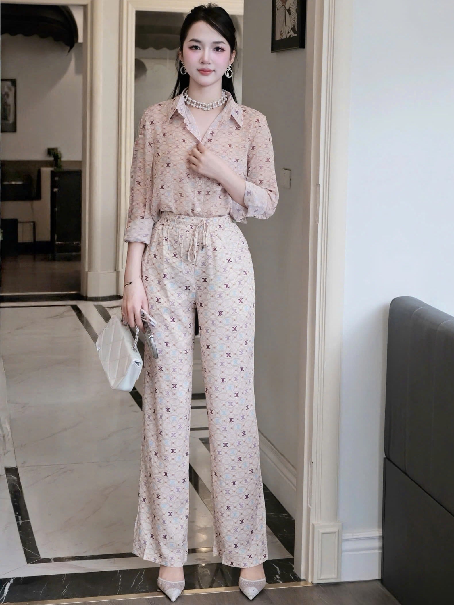 Combo bộ áo dài tay quần dài suông Celine 9