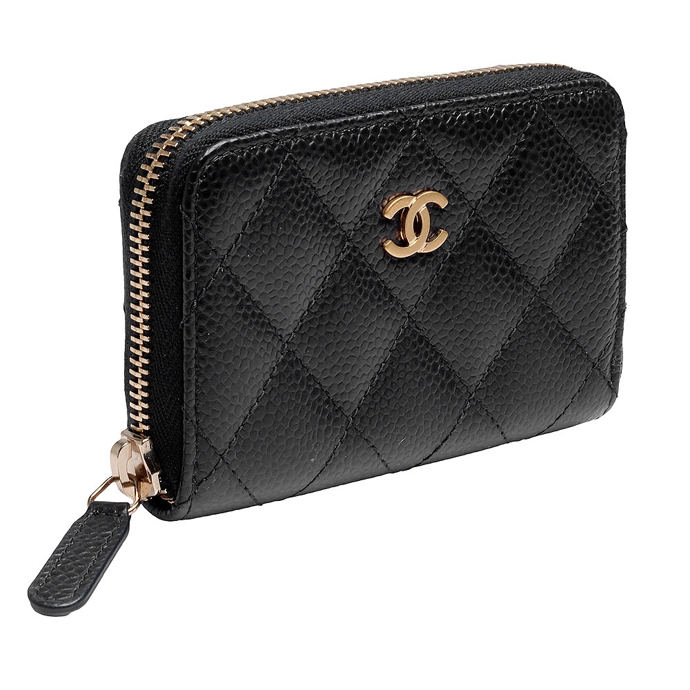 Ví nữ mini Chanel Black Caviar Zip Coin Purse 1