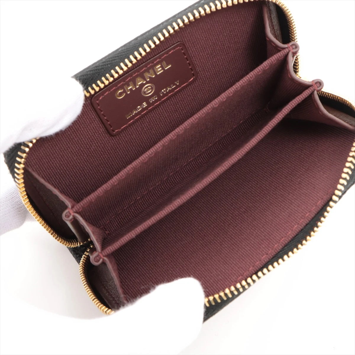 Ví nữ mini Chanel Black Caviar Zip Coin Purse 9