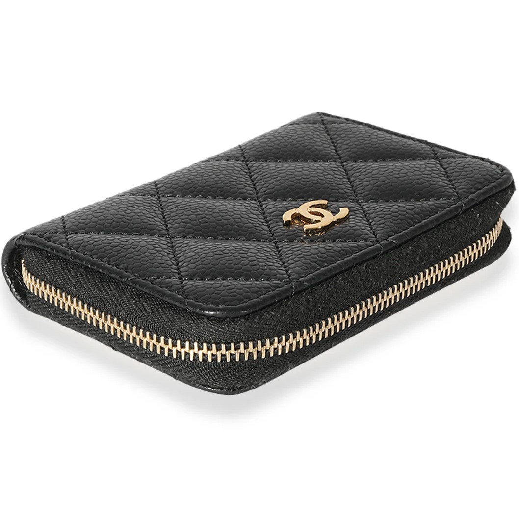 Ví nữ mini Chanel Black Caviar Zip Coin Purse 12