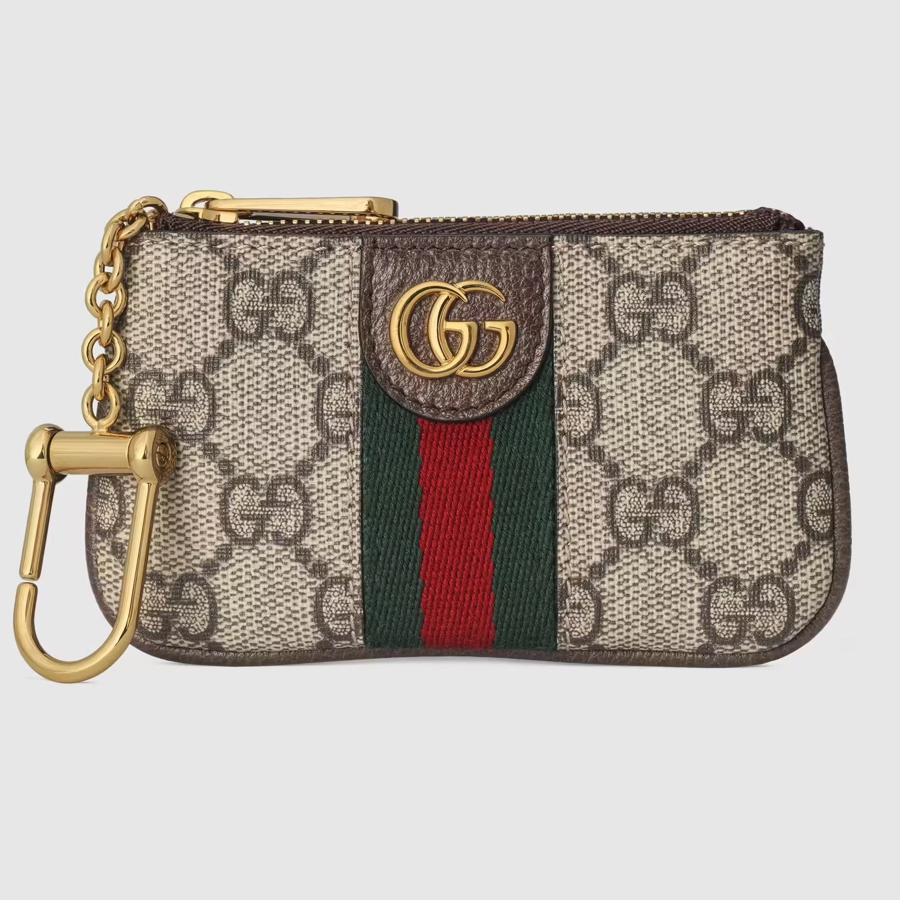 VÍ NỮ GUCCI MINI LIGHT OPHIDIA KEY CASE IN BEIGE AND EBONY GG SUPREME CANVAS 5