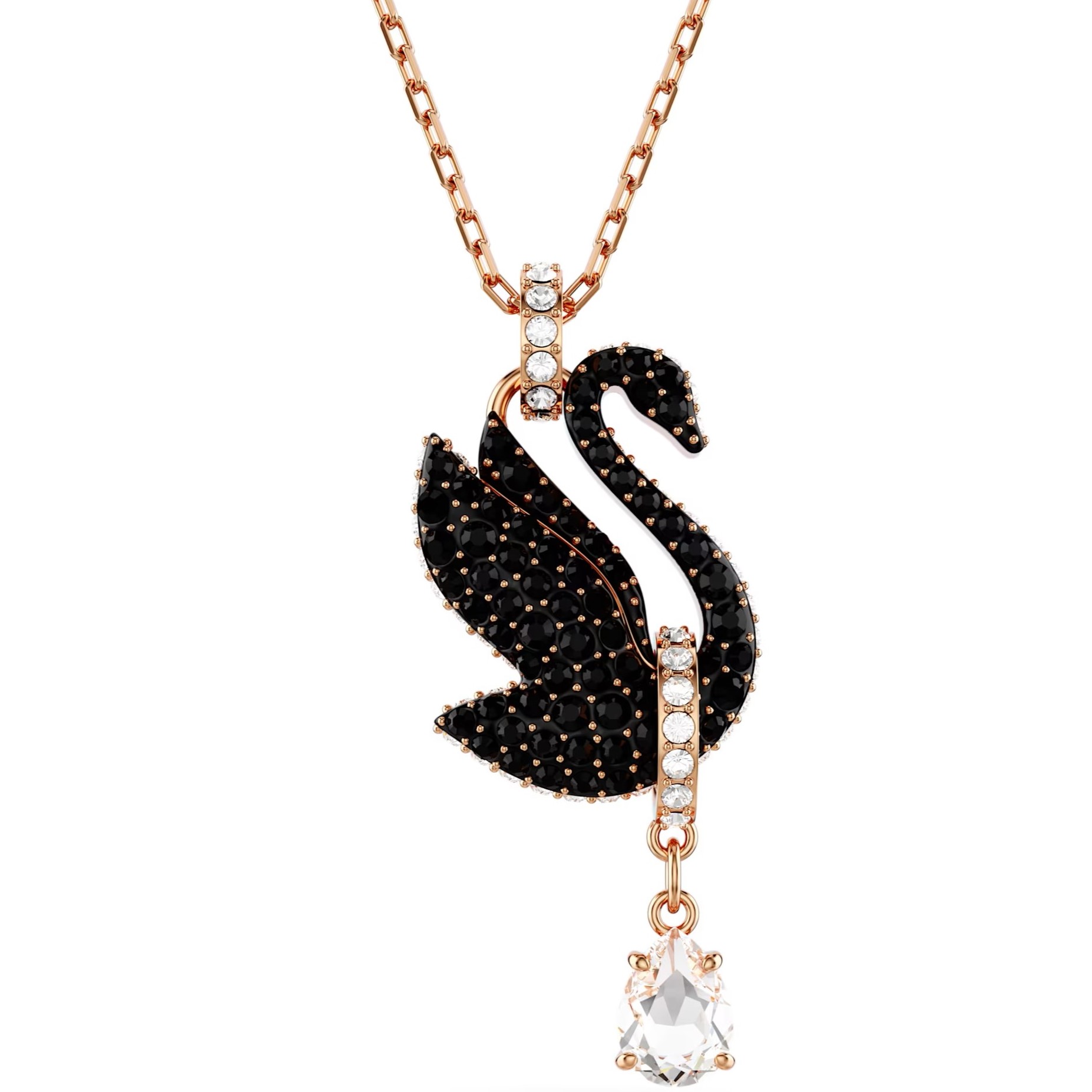 DÂY CHUYỀN NỮ THIÊN NGA SWAROVSKI THIÊN NGA SWAN PENDANT SMALL BLACK ROSE GOLD-TONE PLATED 5678045 1