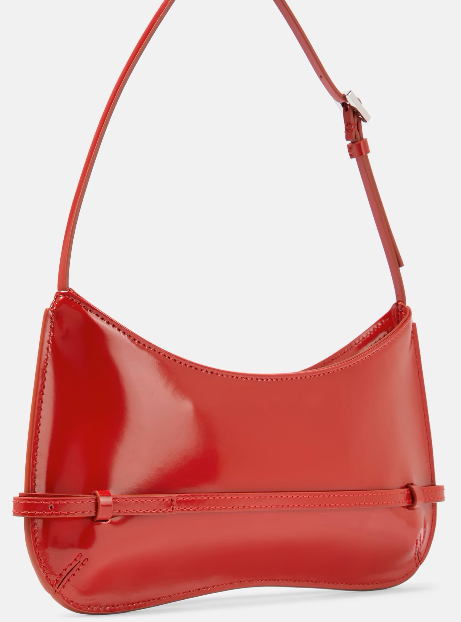 Túi kẹp nách nữ Jacquemus Le Bisou Ceinture Patent Leather Shoulder Bag Red 3