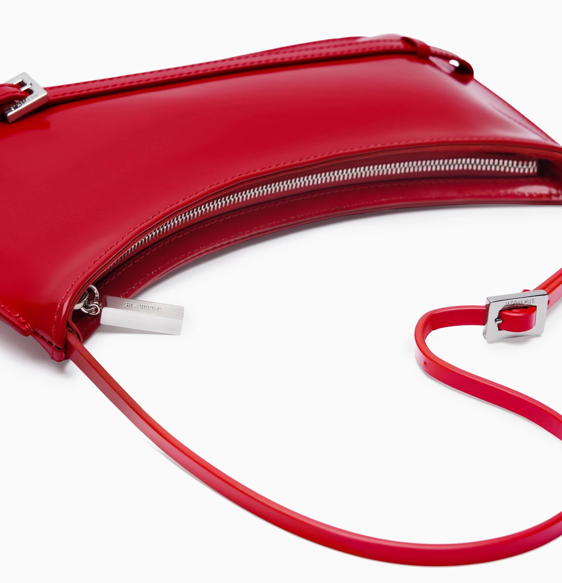 Túi kẹp nách nữ Jacquemus Le Bisou Ceinture Patent Leather Shoulder Bag Red 6