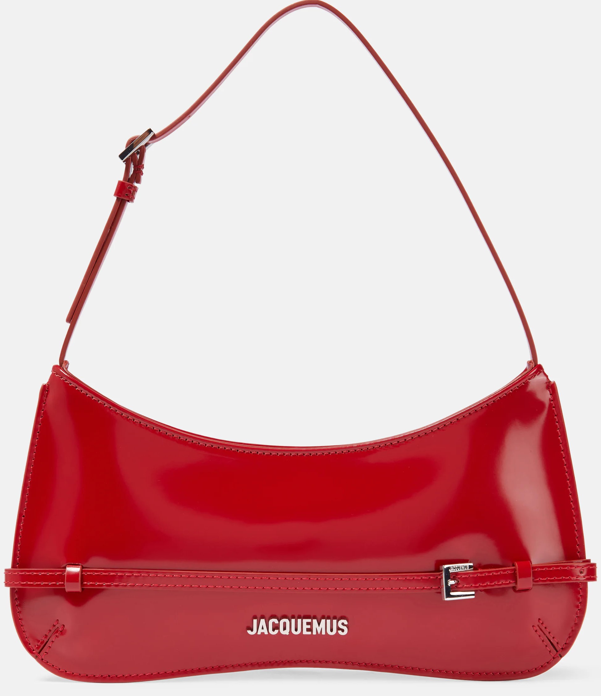 Túi kẹp nách nữ Jacquemus Le Bisou Ceinture Patent Leather Shoulder Bag Red 8