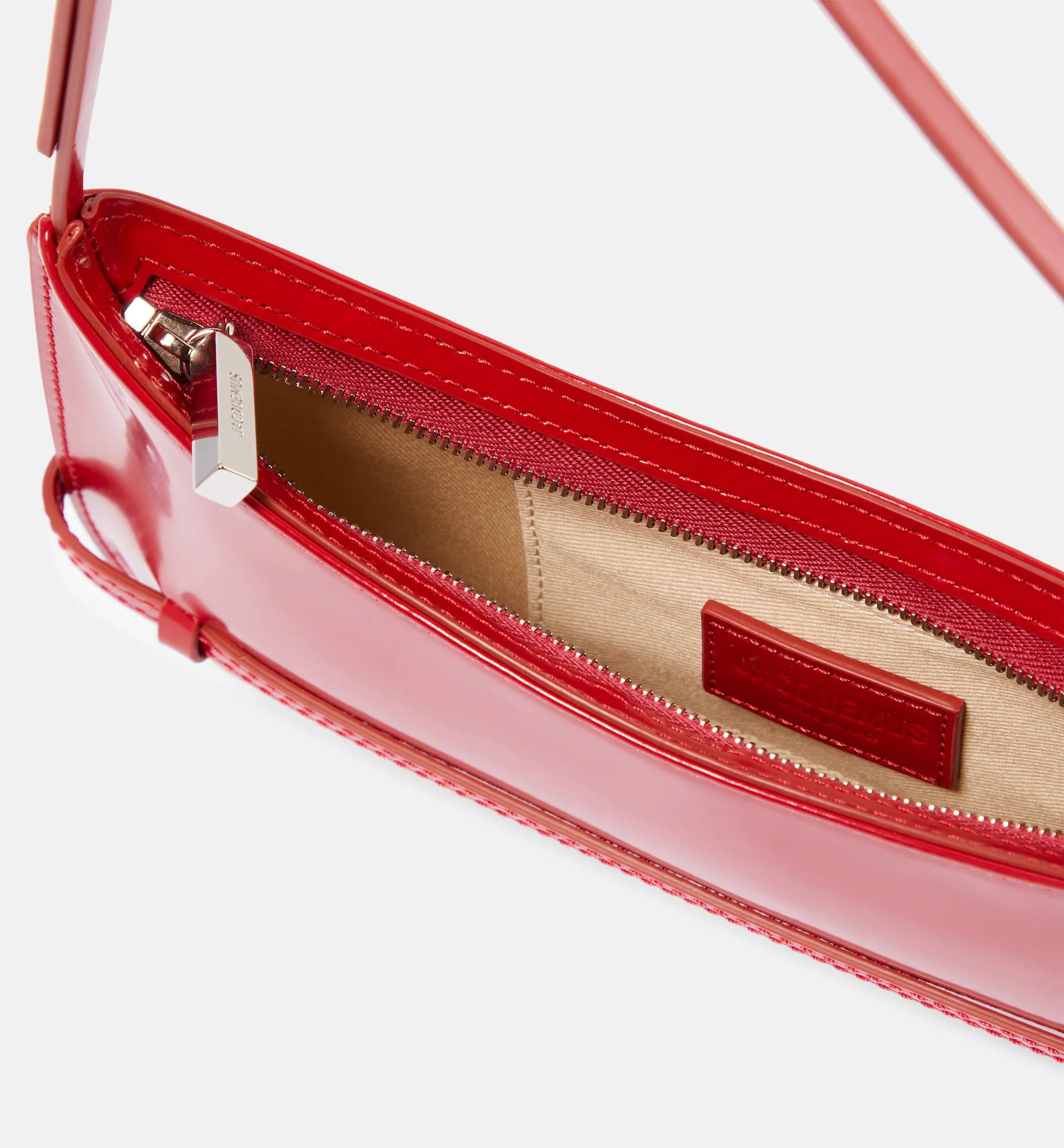 Túi kẹp nách nữ Jacquemus Le Bisou Ceinture Patent Leather Shoulder Bag Red 10