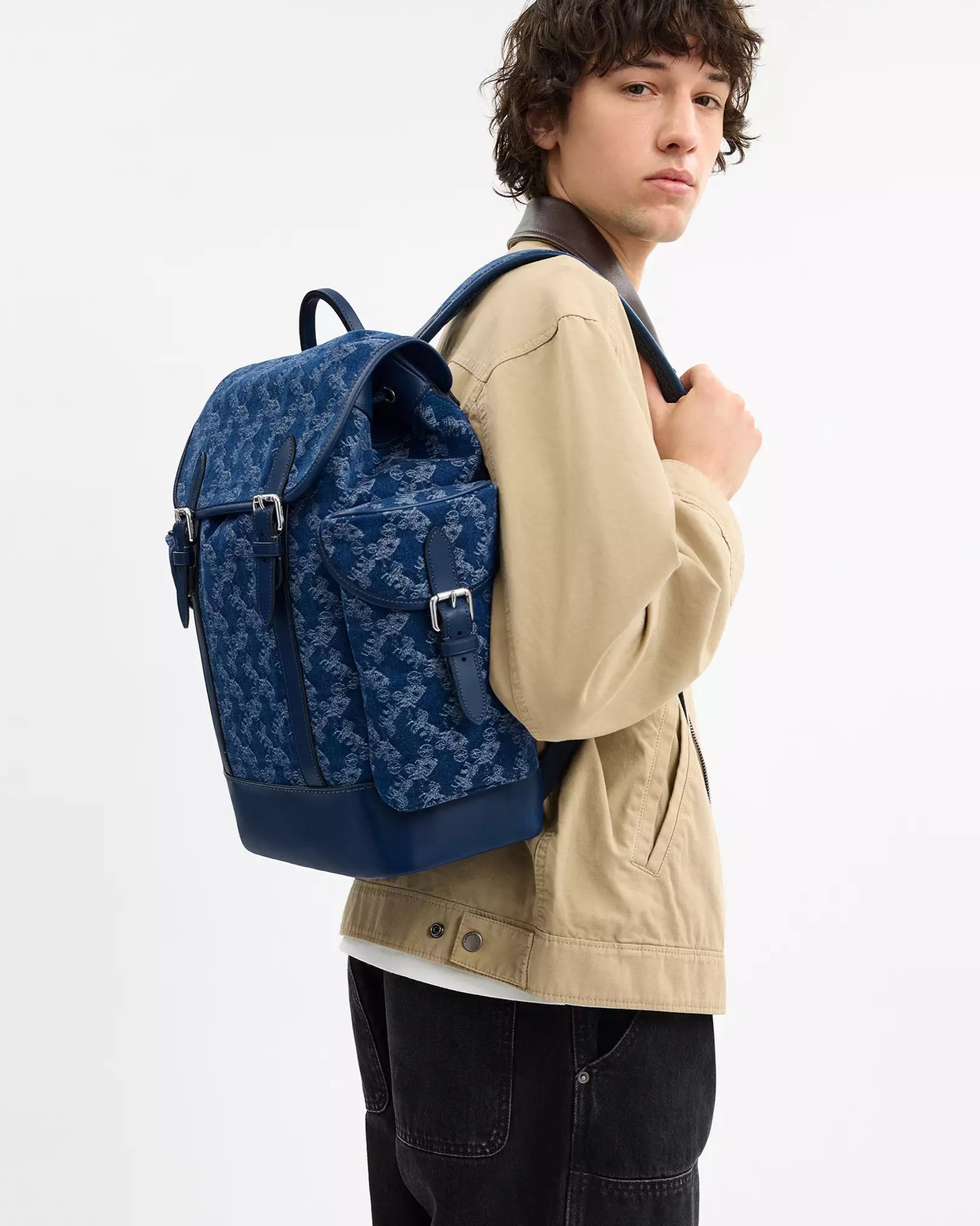 Ba lô Coach Hitch Backpack With Horse And Carriage Print Deep Blue CAJ51 3