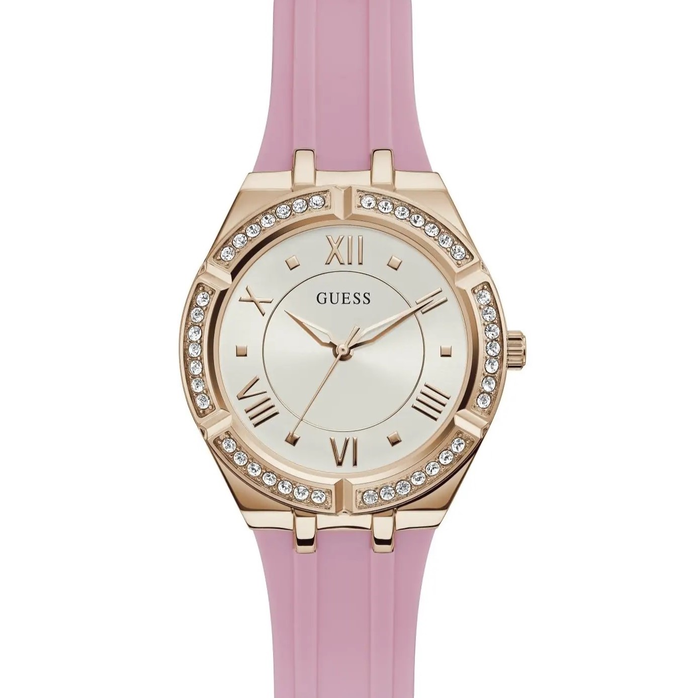 ĐỒNG HỒ NỮ ĐEO TAY GUESS LADIES PINK ROSE GOLD TONE ANALOG SILICONE STRAP WATCH GW0034L3 4