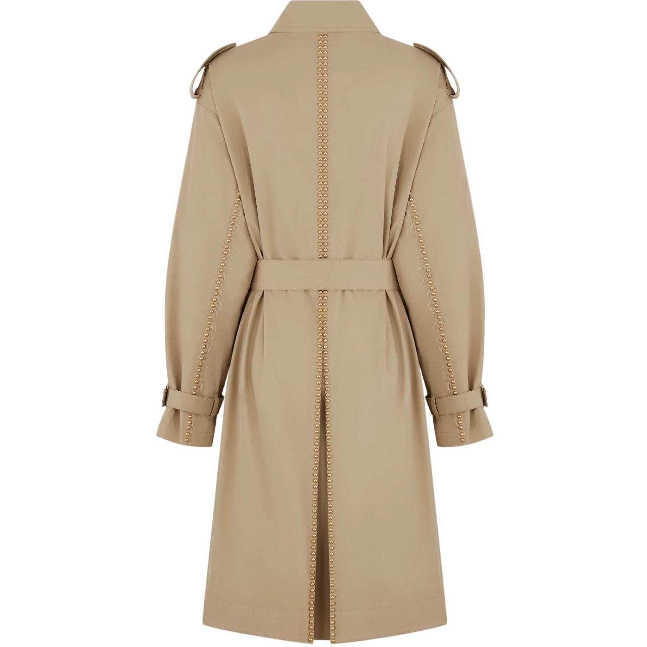 Áo khoác nữ thời trang Dior Embroidered Trench Coat Beige Cotton Gabardine and Gold-Finish Studs 4
