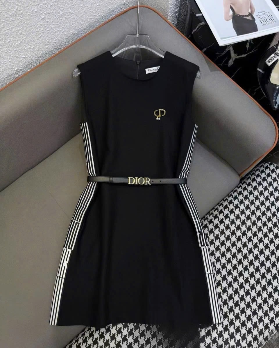 Áo đầm sát nách thời trang nữ Dior đen xám 5