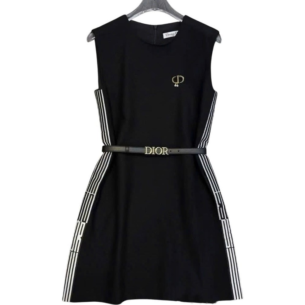 Áo đầm sát nách thời trang nữ Dior đen xám 8