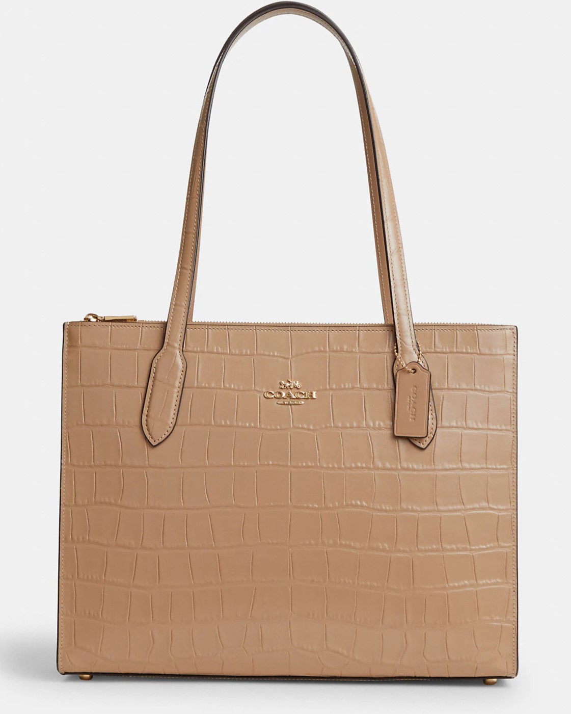 TÚI XÁCH DA LÁNG COACH NỮ NINA TOTE CROCODILE-EMBOSSED LEATHER AND SMOOTH LEATHER BAG IN GOLD TAUPE CL654 1
