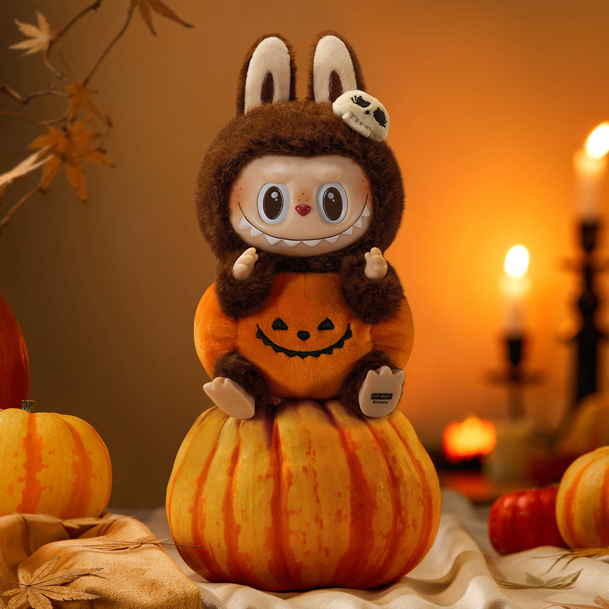 The Monsters Labubu bí ngô Happy Halloween Party Series-Sitting Pumpkin Vinyl Plush Pendant 6