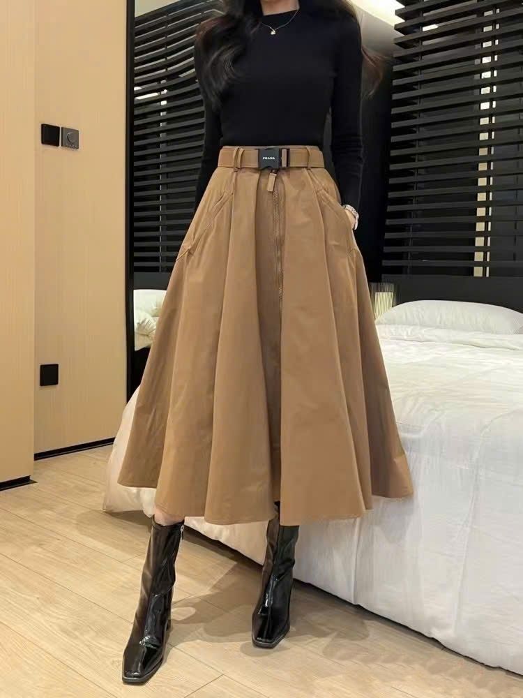Chân váy dài Prada Technical Fabric Midi-Skirt 6