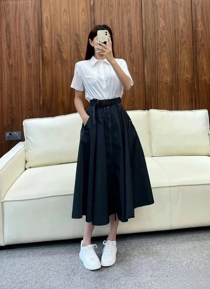 Chân váy dài Prada Technical Fabric Midi-Skirt 10