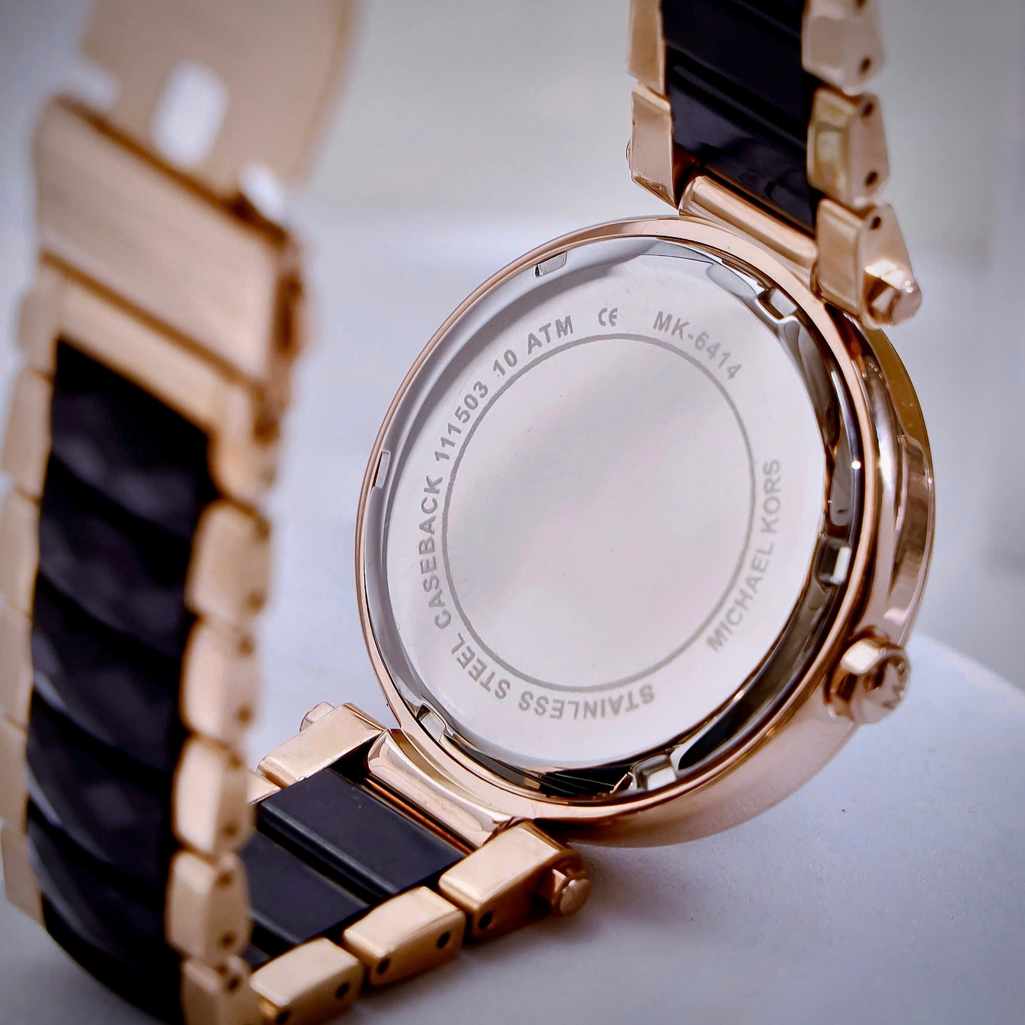 Đồng hồ đeo tay nữ Michael Kors Parker Rose Gold-Tone and Acetate Watch MK6414 4