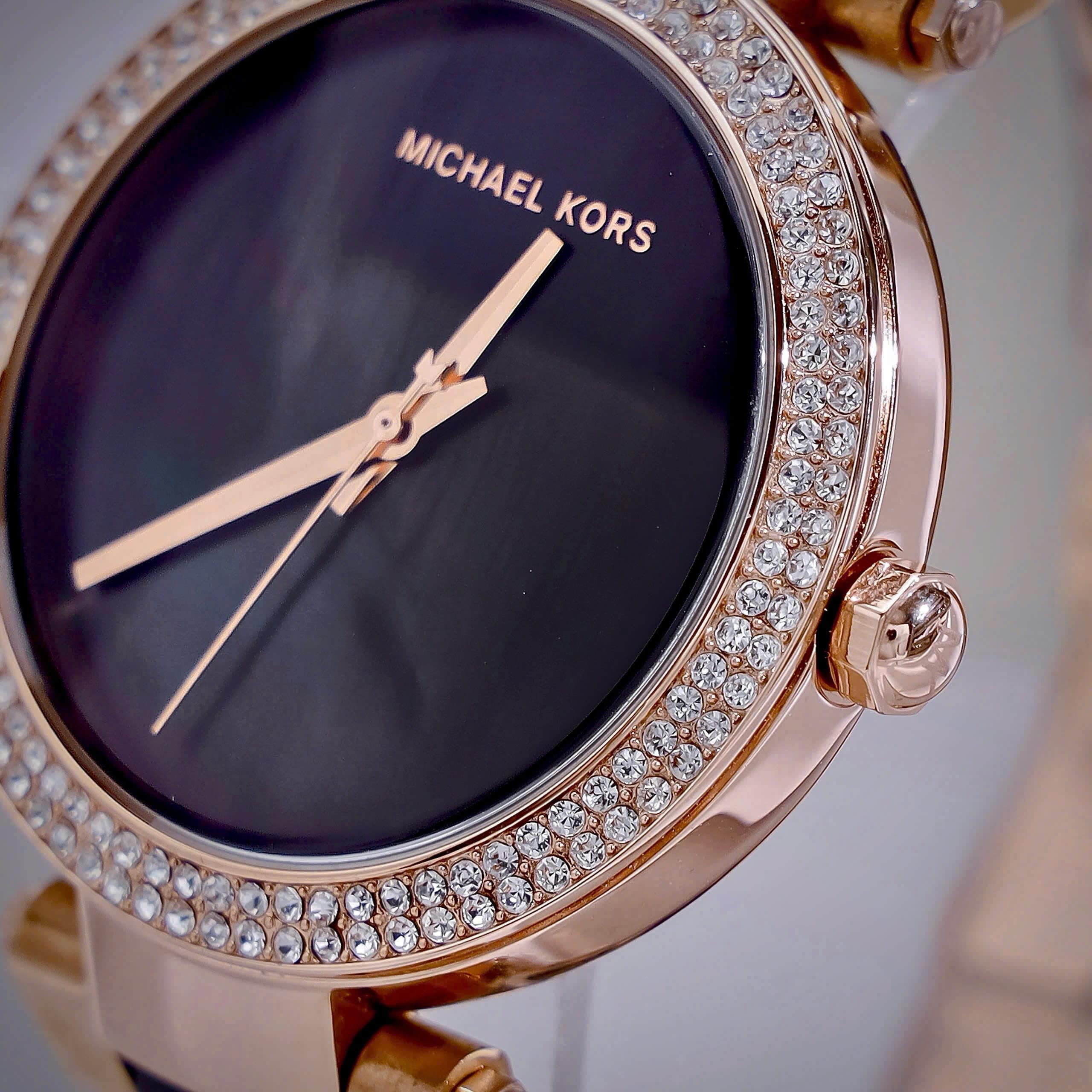 Đồng hồ đeo tay nữ Michael Kors Parker Rose Gold-Tone and Acetate Watch MK6414 5