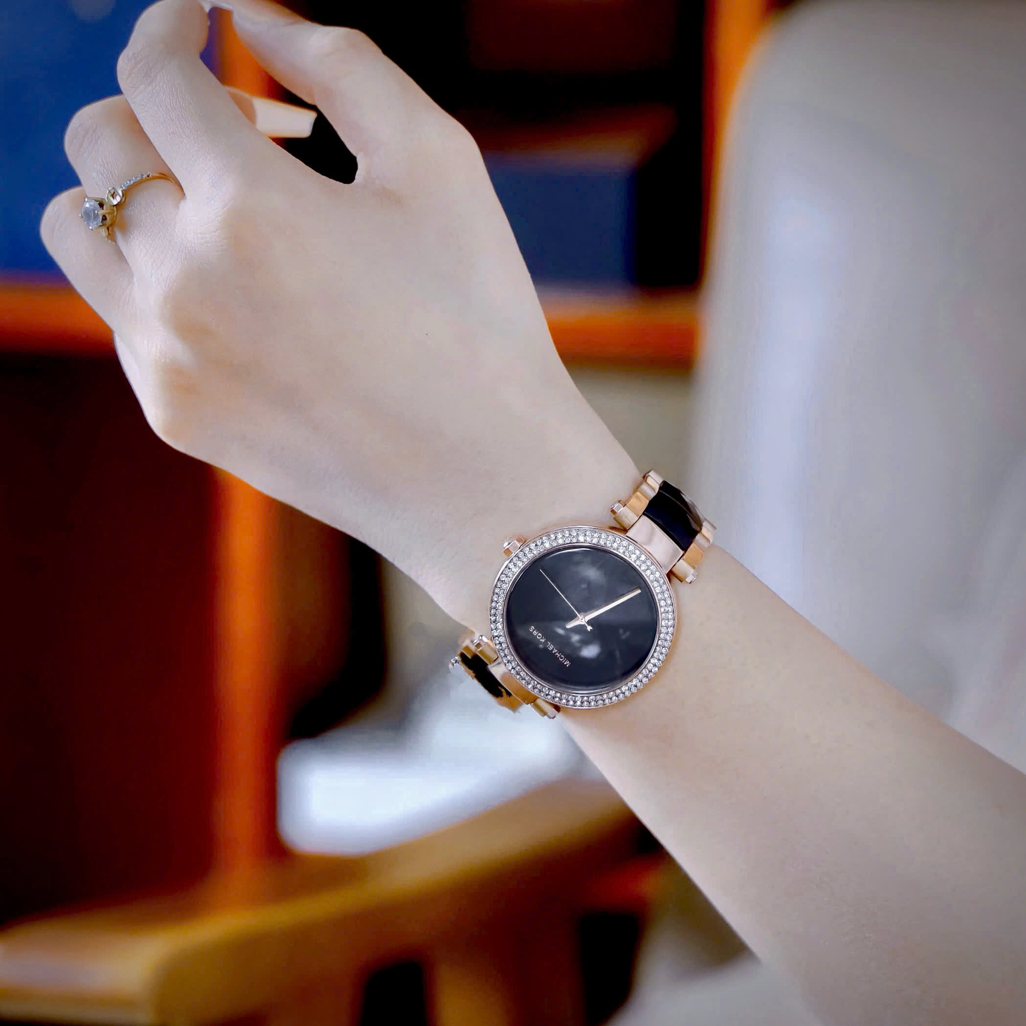Đồng hồ đeo tay nữ Michael Kors Parker Rose Gold-Tone and Acetate Watch MK6414 12
