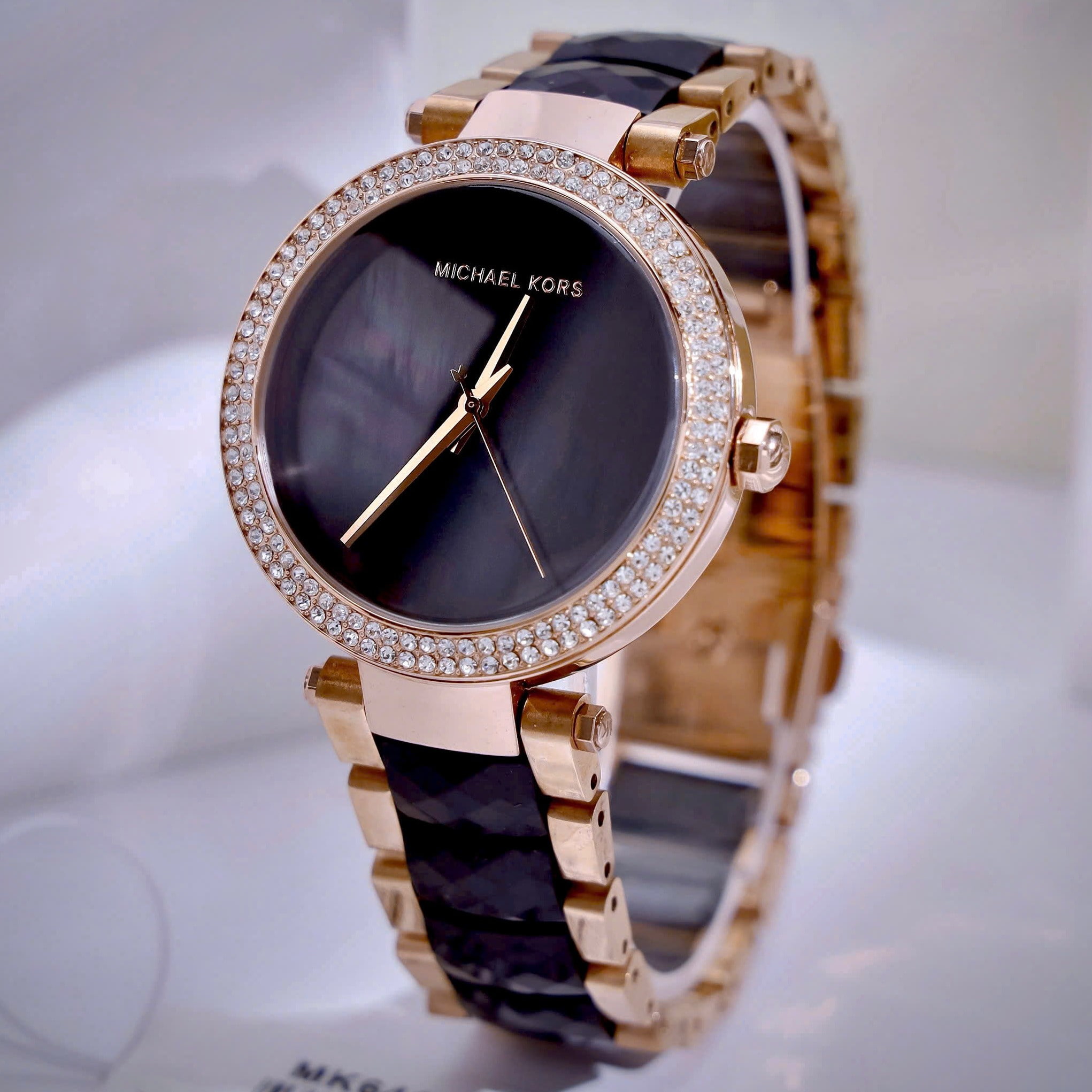 Đồng hồ đeo tay nữ Michael Kors Parker Rose Gold-Tone and Acetate Watch MK6414 10