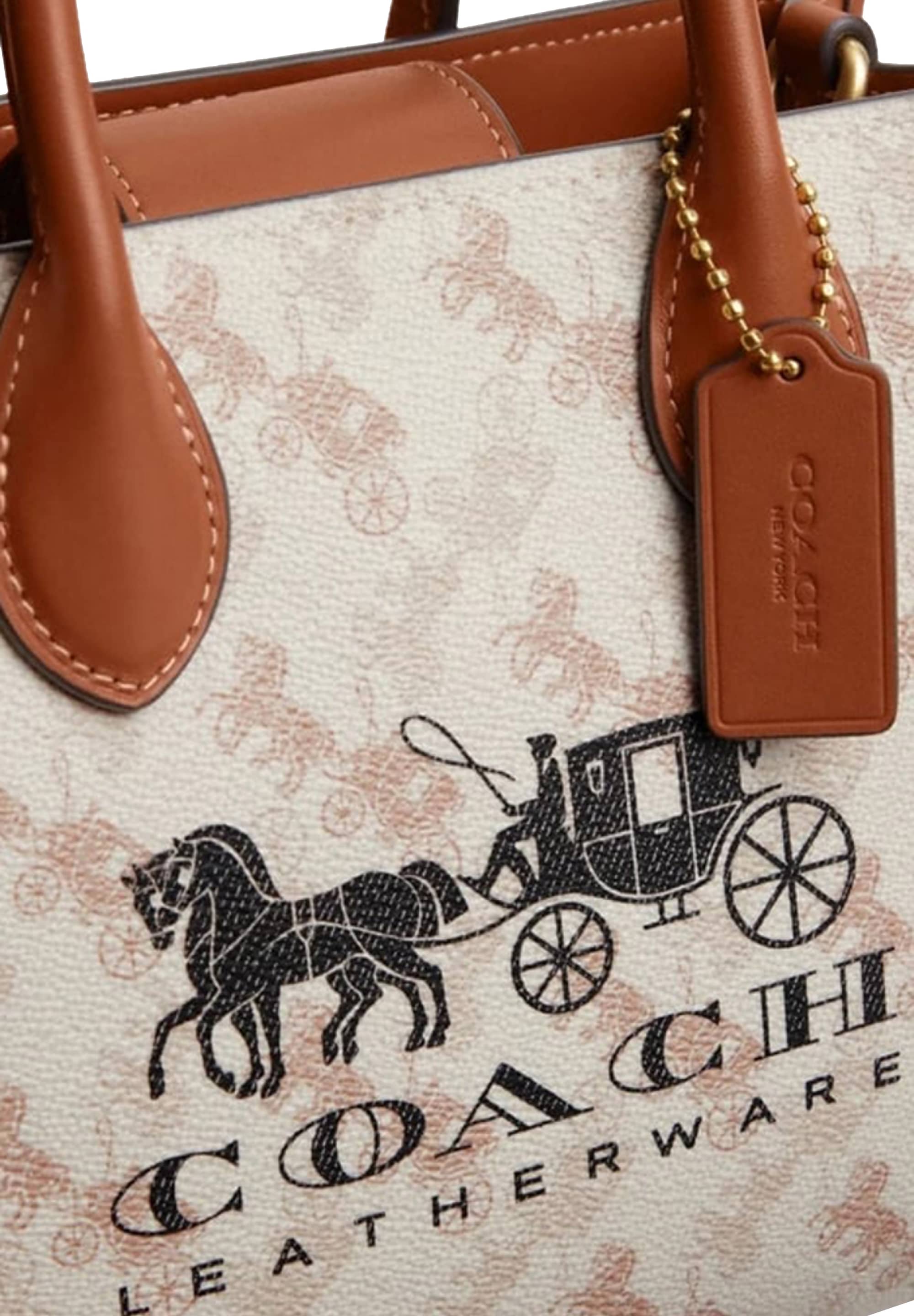 Túi xách Coach nữ Ace Tote 26 With Horse And Carriage Print Beige CR680 2