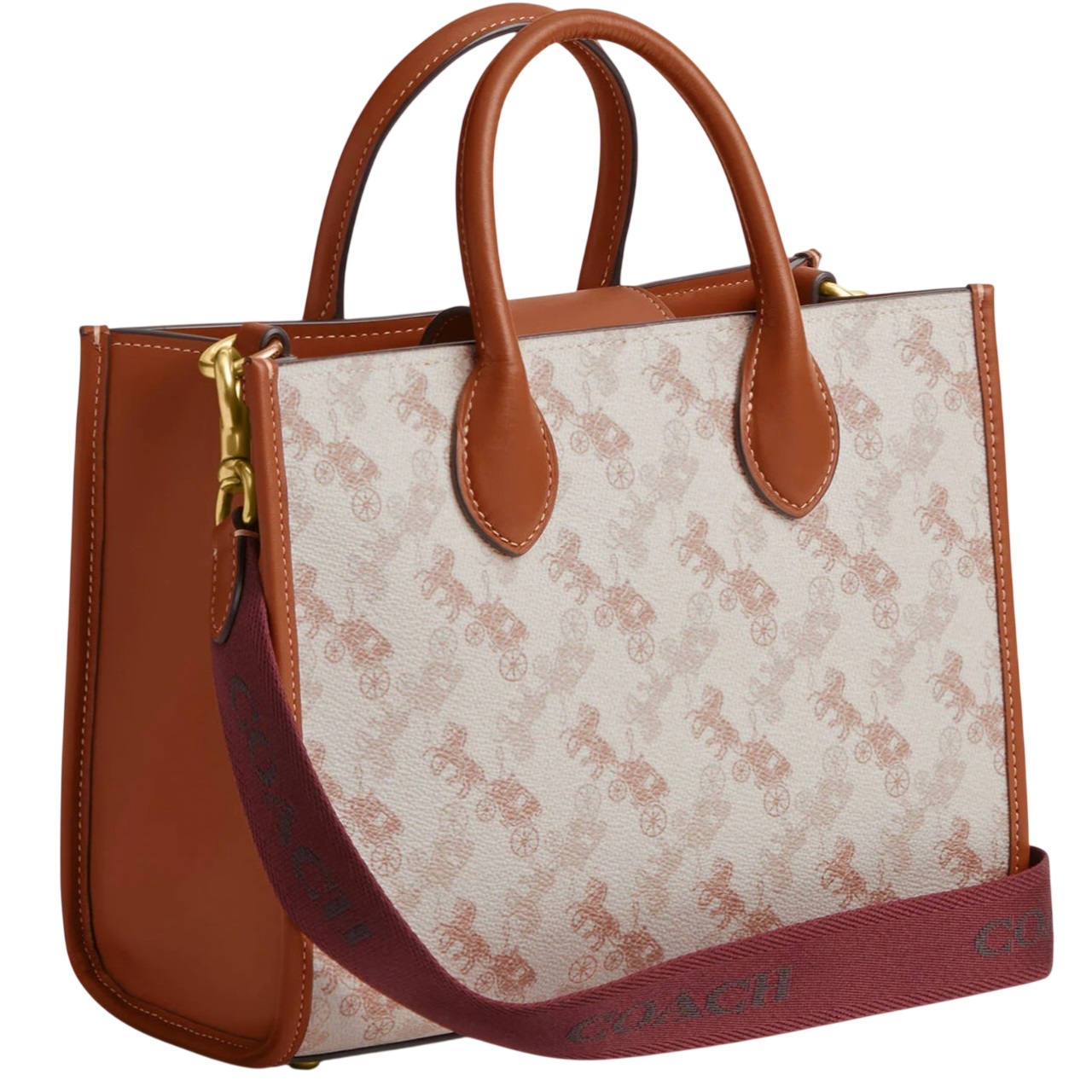 Túi xách Coach nữ Ace Tote 26 With Horse And Carriage Print Beige CR680 4