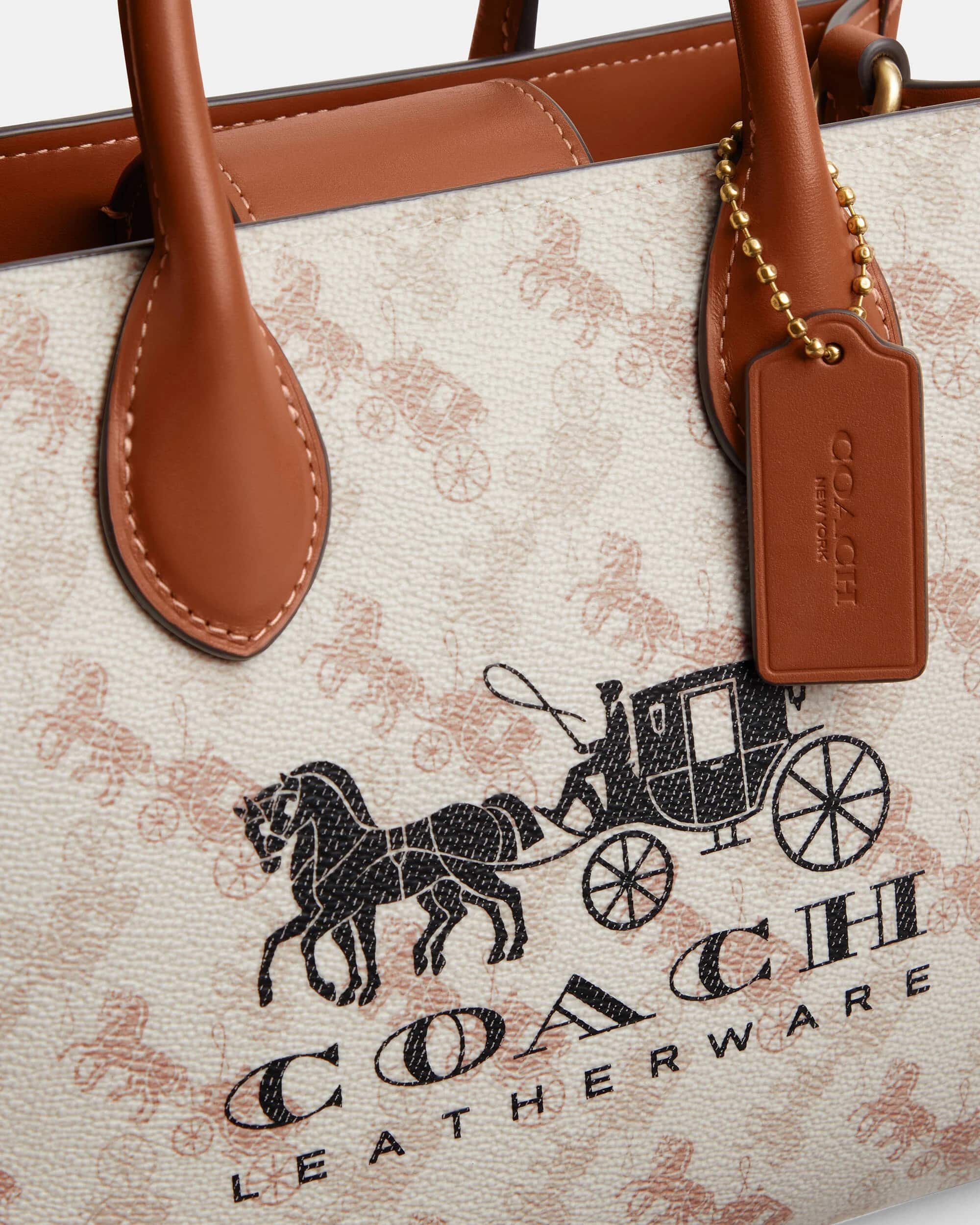 Túi xách Coach nữ Ace Tote 26 With Horse And Carriage Print Beige CR680 6
