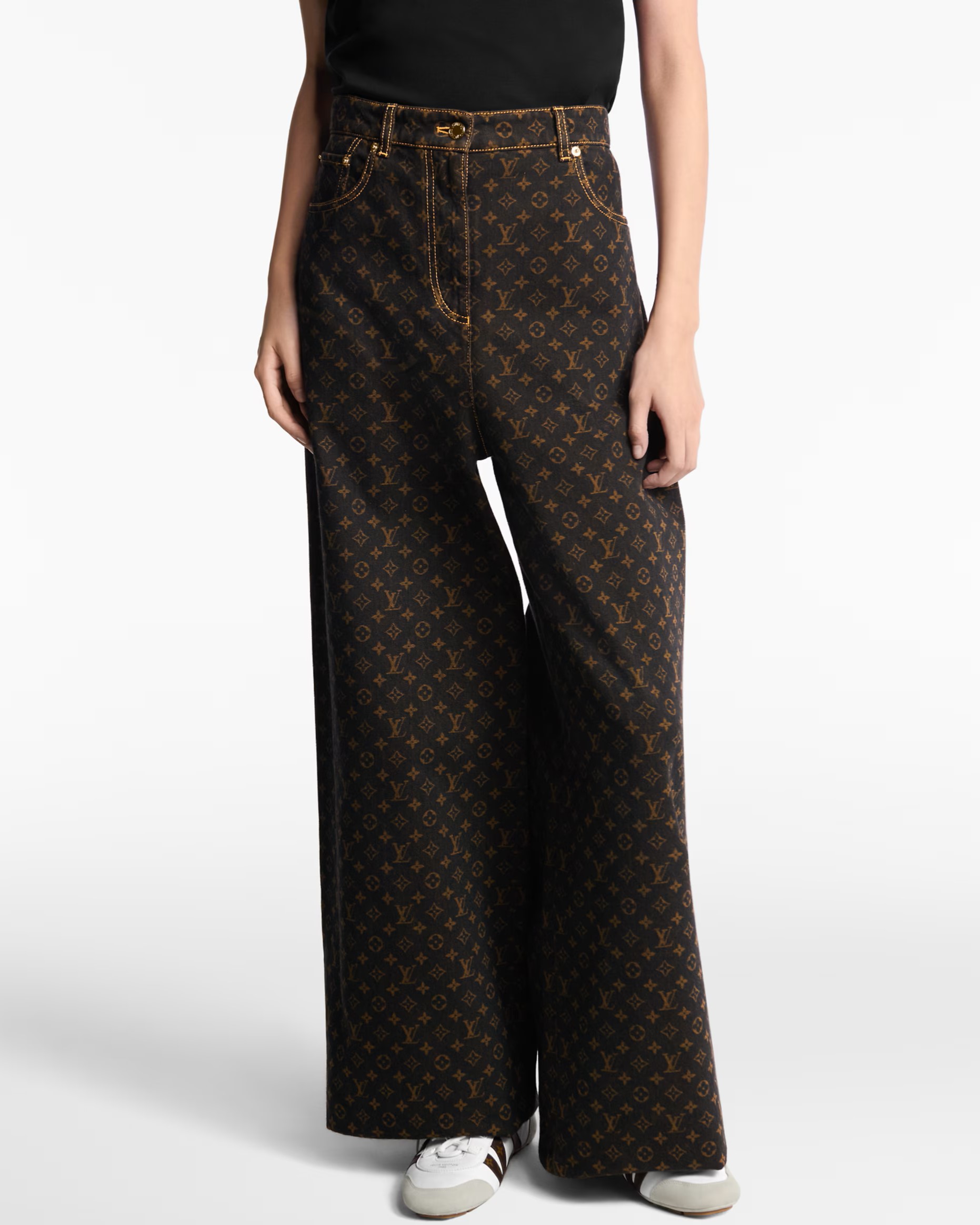 Quần ống suông LV nữ Louis Vuitton Monogram Straight-Cut Jeans Monogram Brown 1