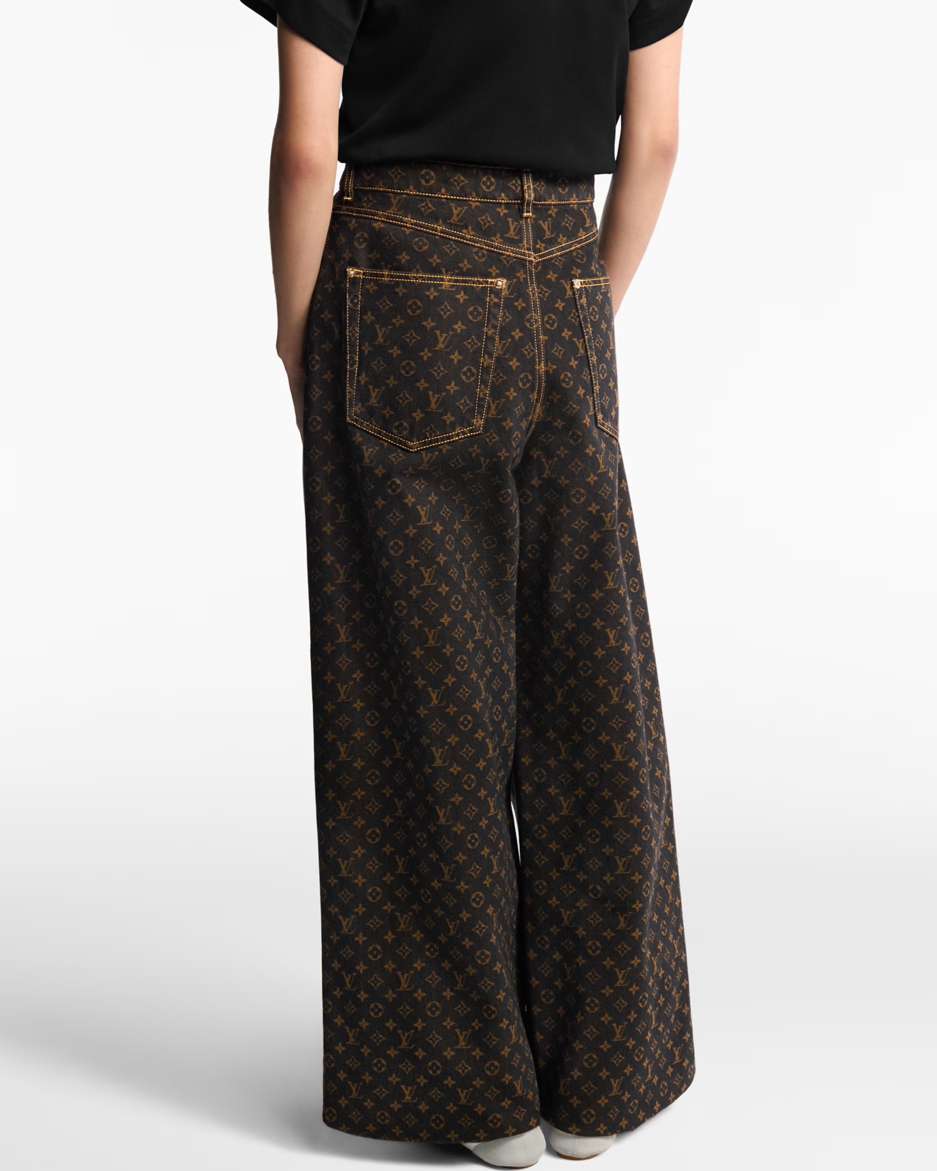 Quần ống suông LV nữ Louis Vuitton Monogram Straight-Cut Jeans Monogram Brown 2
