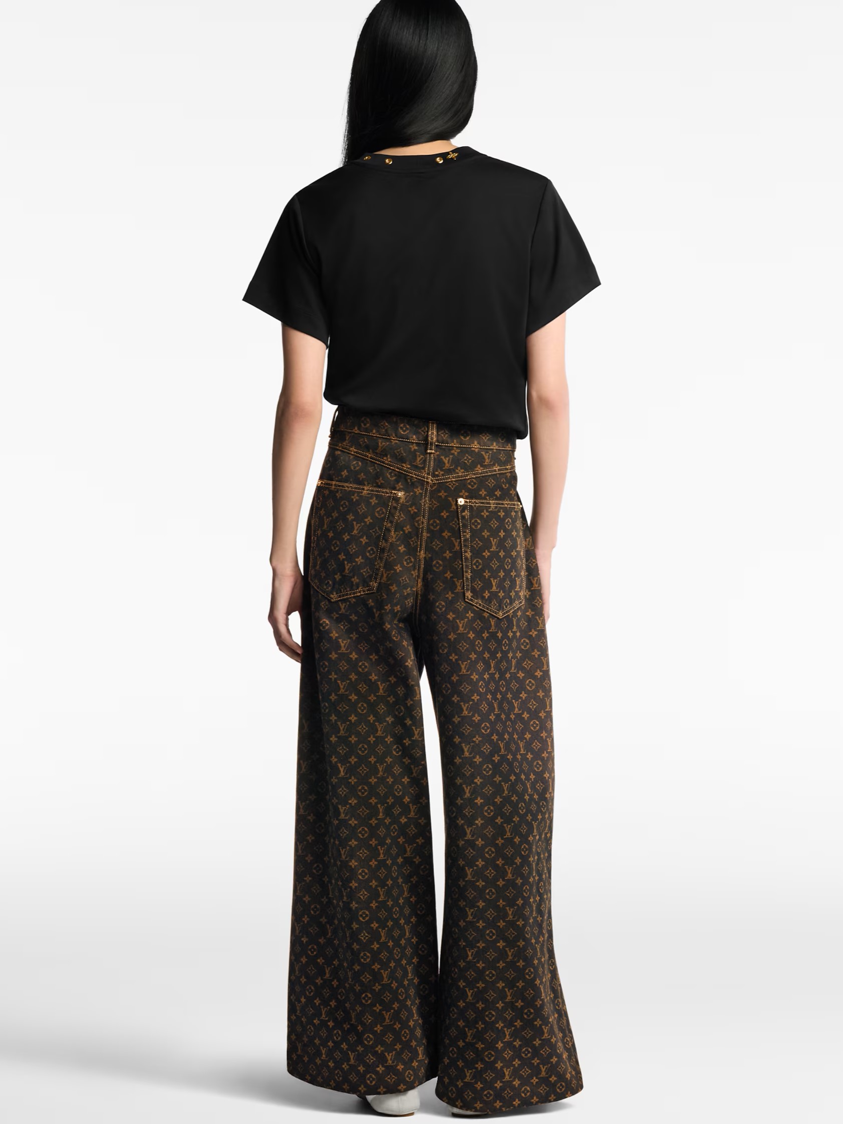 Quần ống suông LV nữ Louis Vuitton Monogram Straight-Cut Jeans Monogram Brown 4
